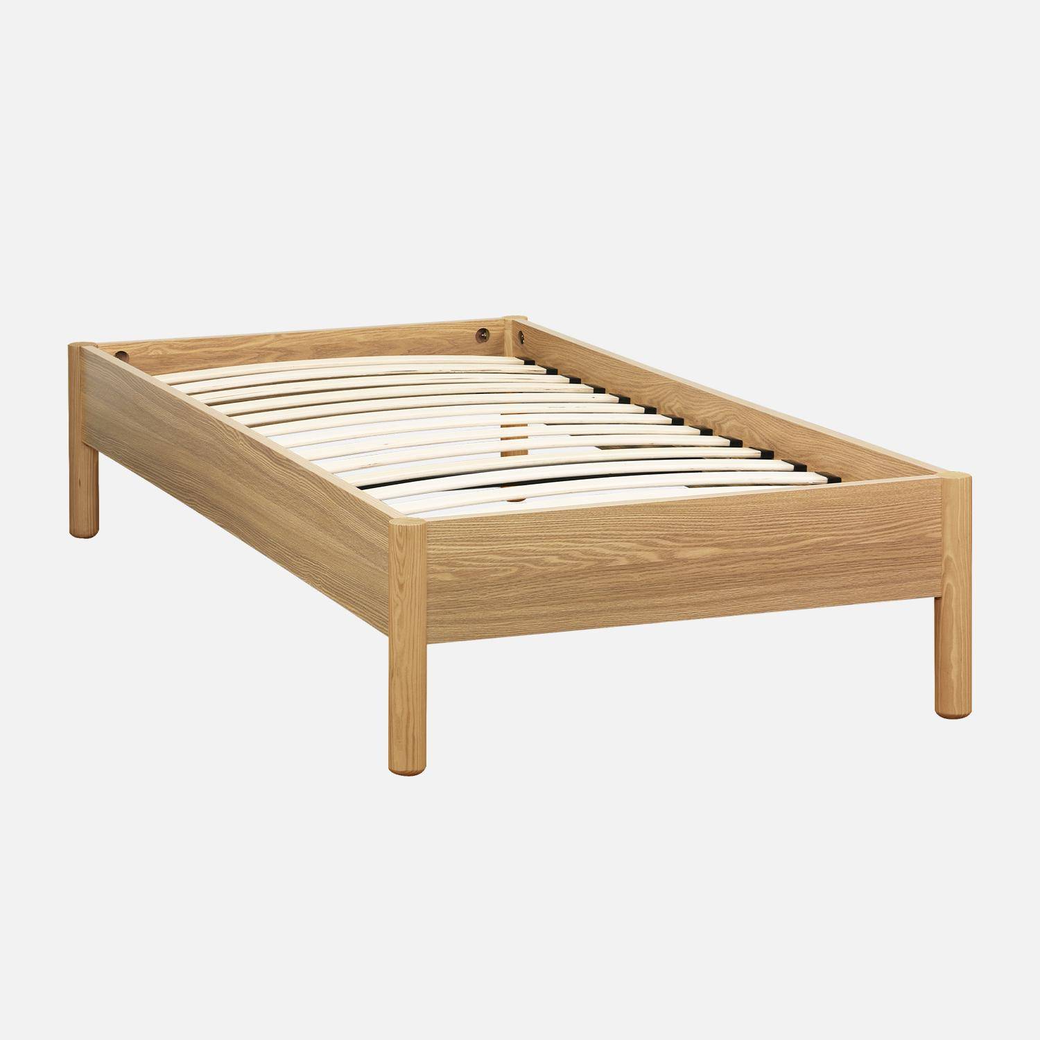 Bed with slatted base 90x190cm wood decor natural - Harmony,sweeek,Photo2