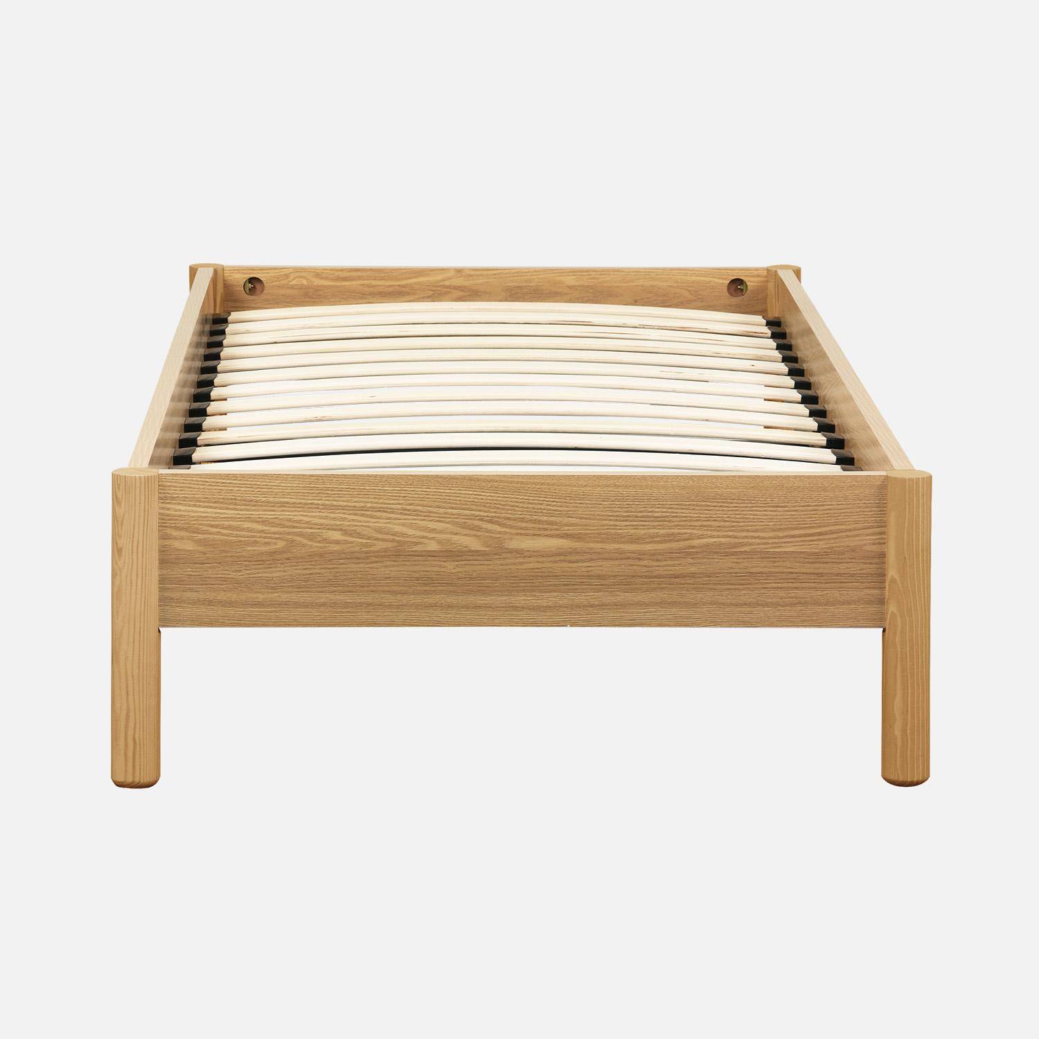 Cama con somier de láminas 90x190cm decoración madera Natural - 201.4x101.3x40 cm,sweeek,Photo2