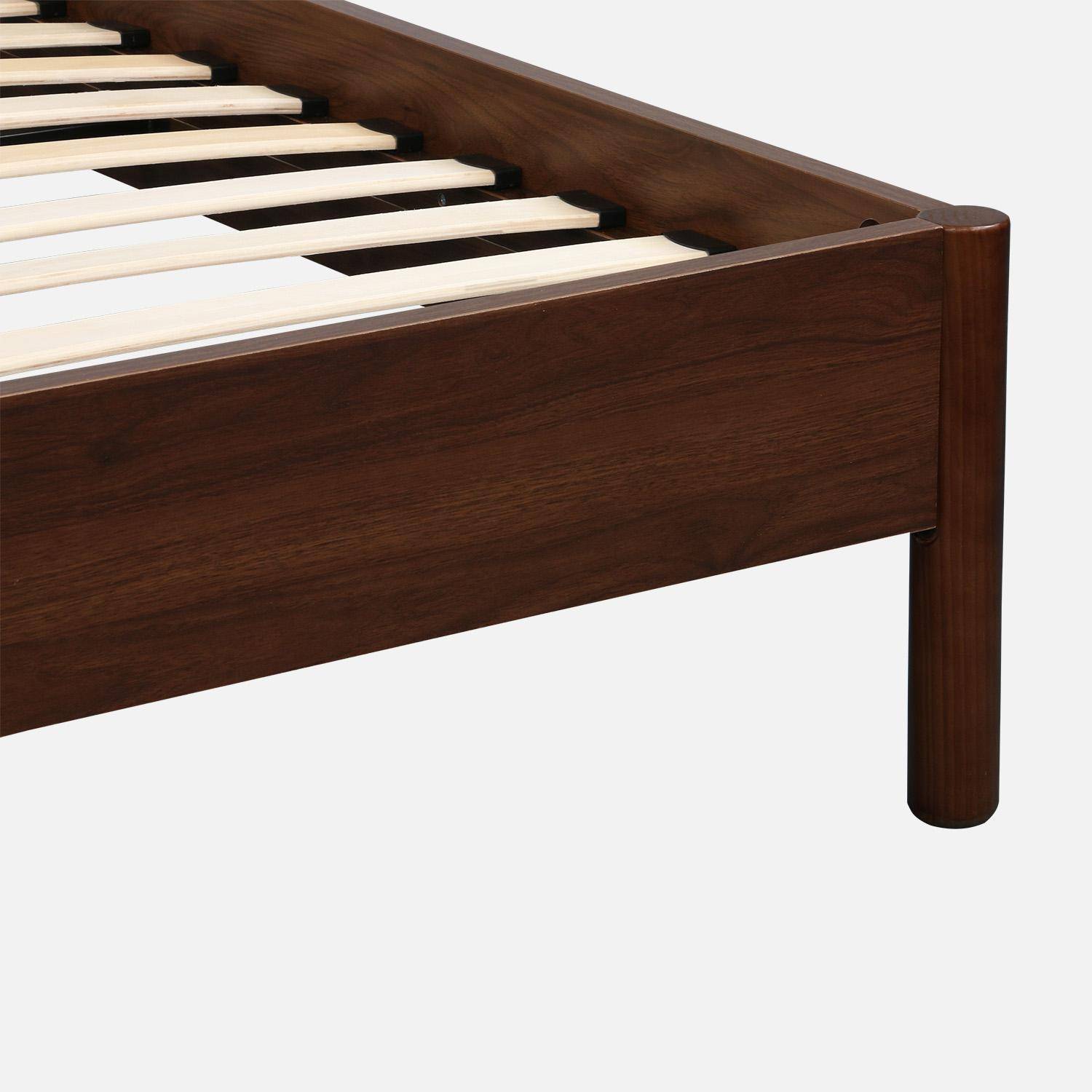 Cama con somier de láminas 90x190cm decoración madera Nogal - 198x98x40 cm,sweeek,Photo4