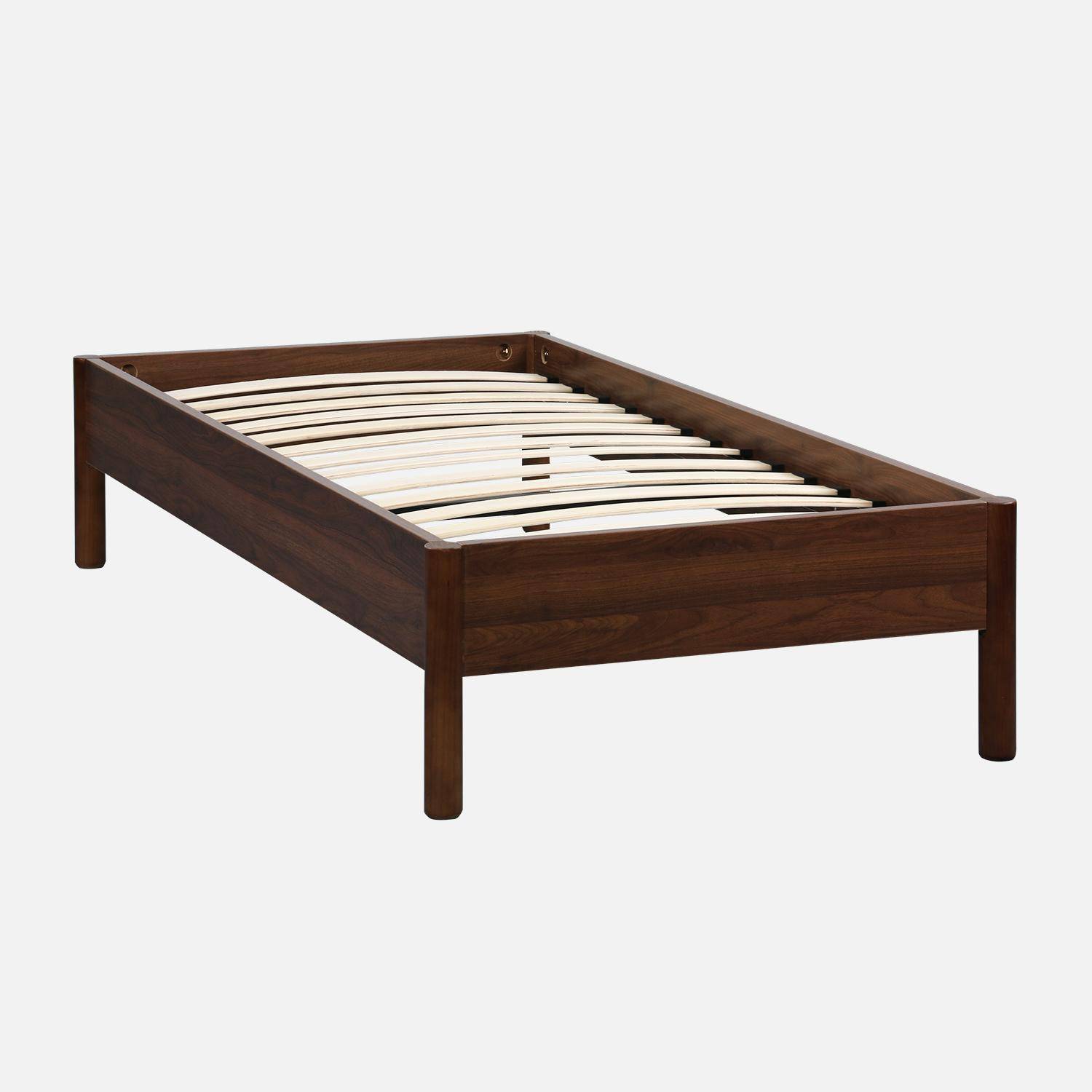 Cama con somier de láminas 90x190cm decoración madera Nogal - 198x98x40 cm,sweeek,Photo1