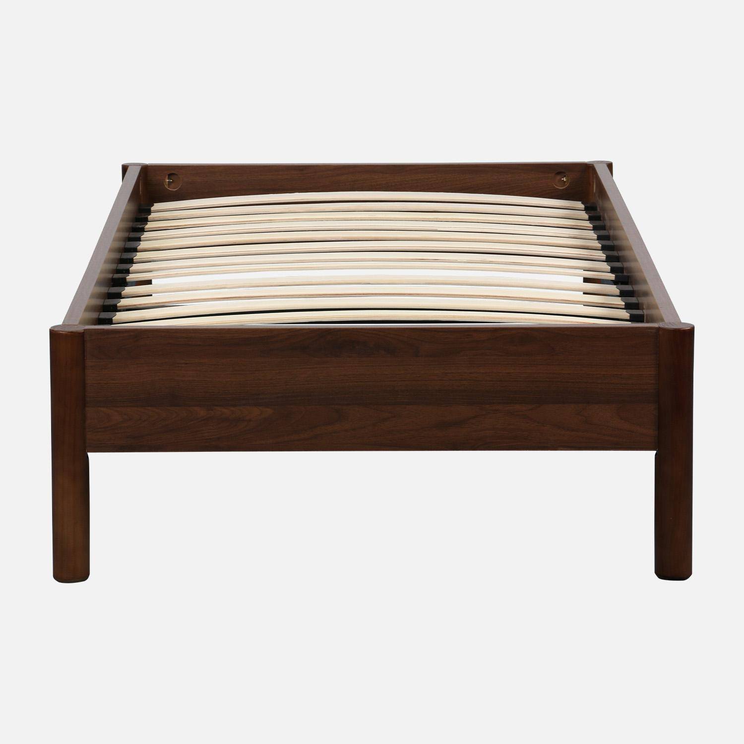 Cama con somier de láminas 90x190cm decoración madera Nogal - 198x98x40 cm Photo2