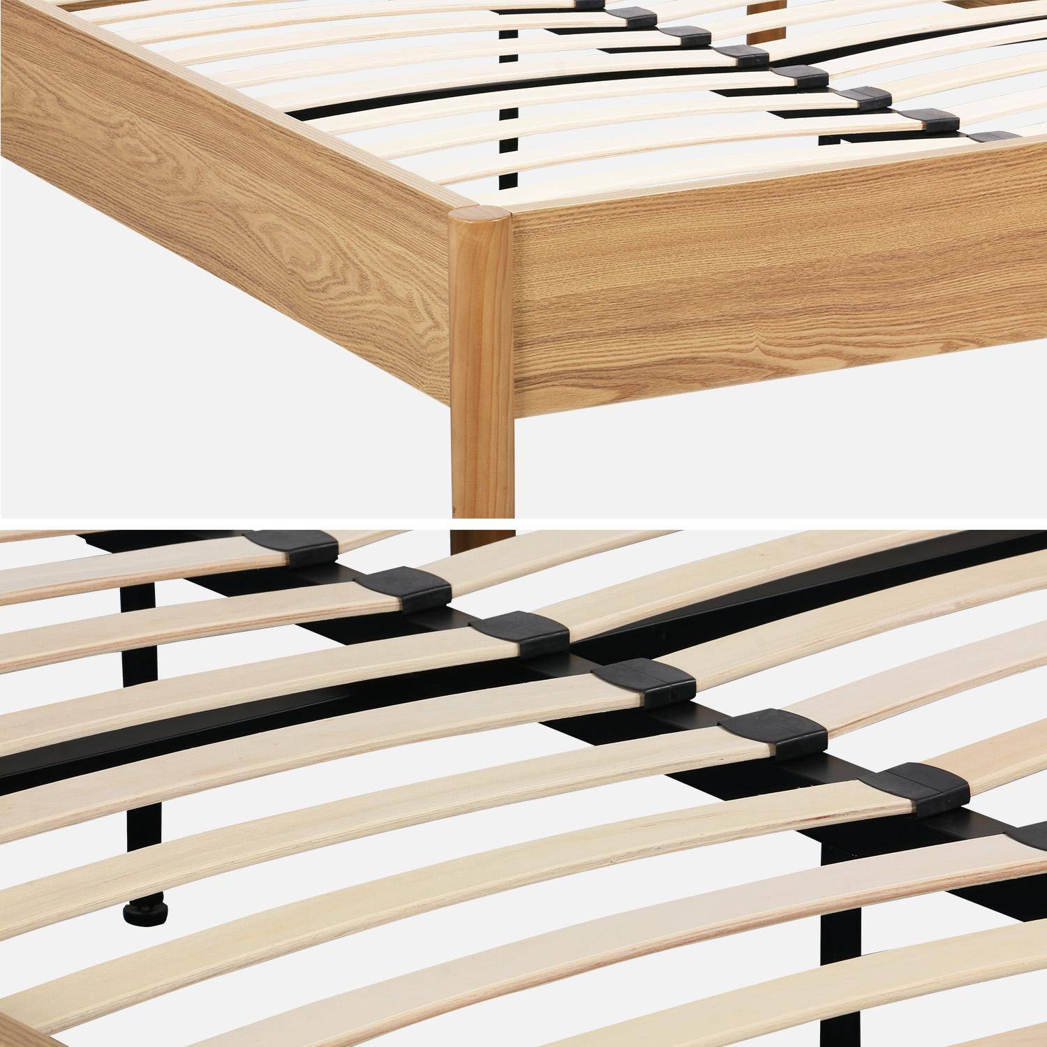 Cama con somier de láminas 140x190cm, decoración madera Natural - 201.4x151.3x40 cm Photo4