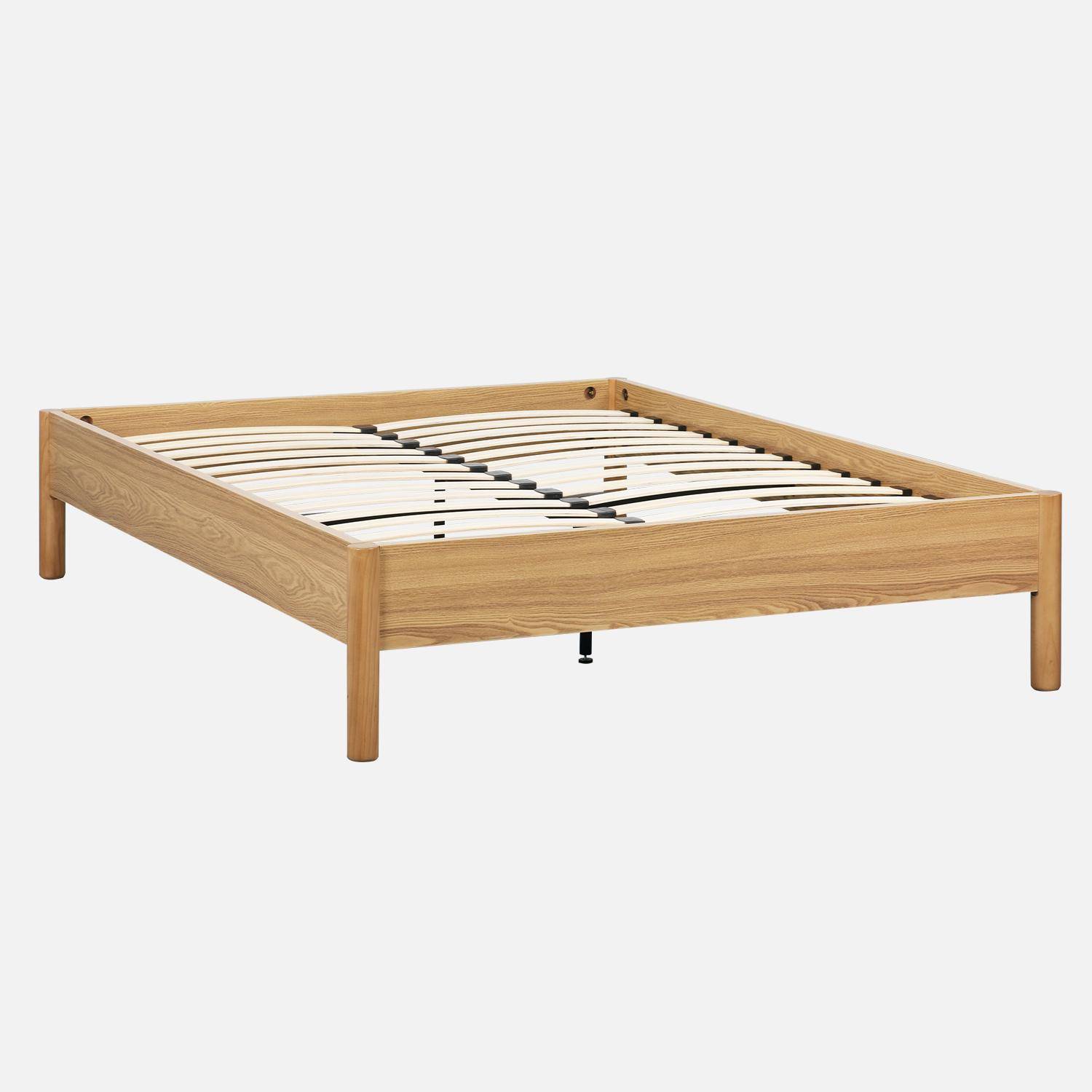 Cama con somier de láminas 140x190cm, decoración madera Natural - 201.4x151.3x40 cm,sweeek,Photo1