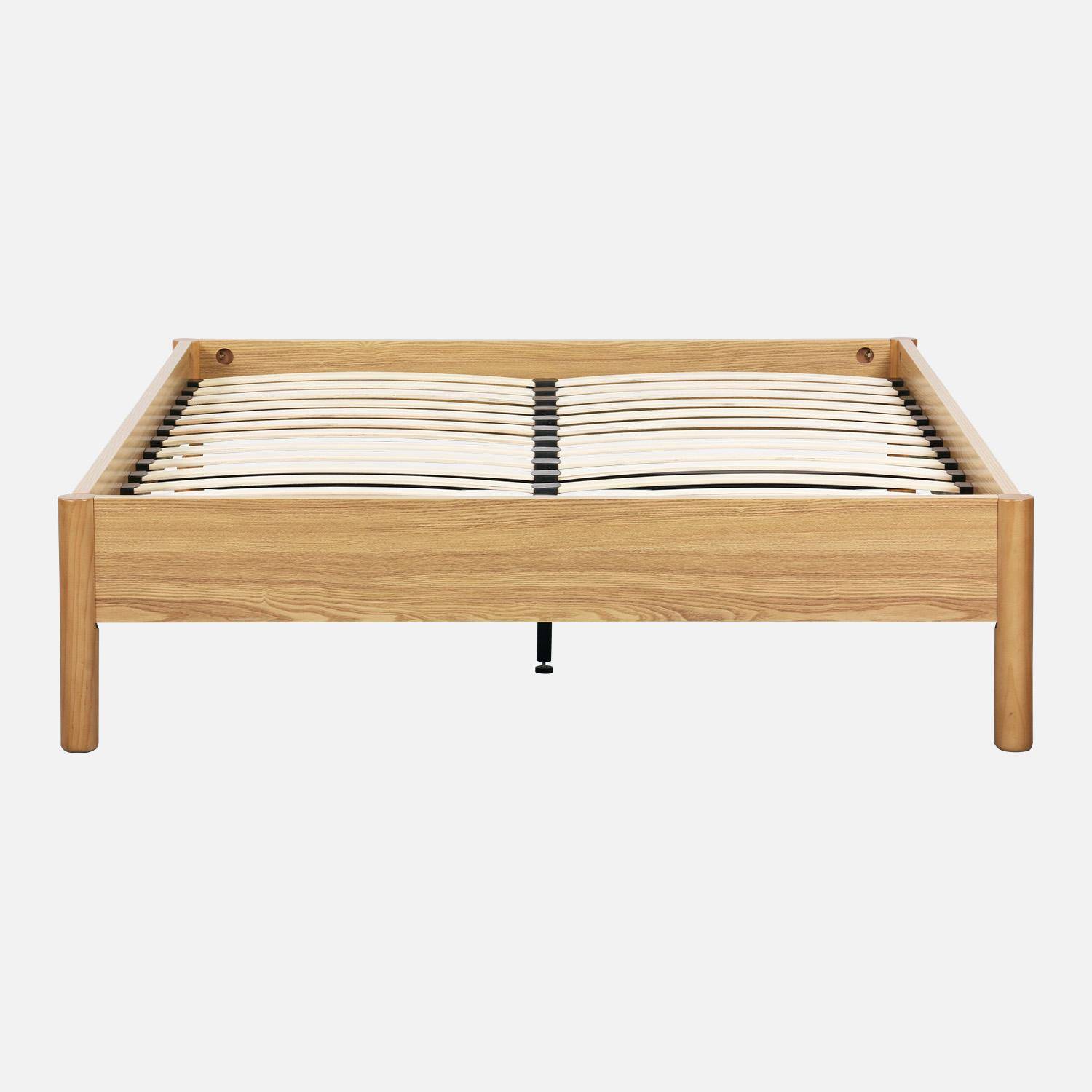 Cama con somier de láminas 140x190cm, decoración madera Natural - 201.4x151.3x40 cm Photo2