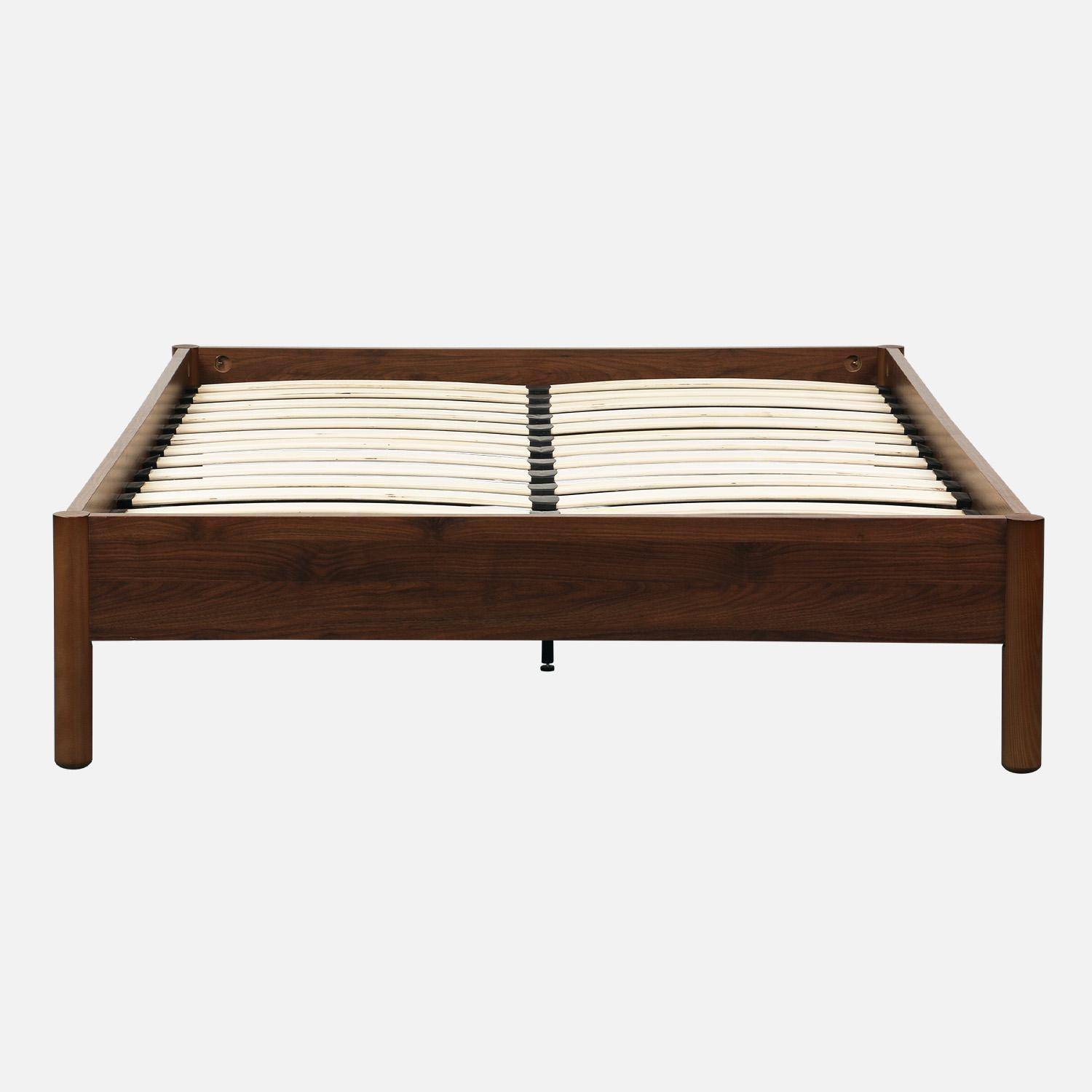 Cama con somier de láminas 140x190cm, decoración madera Nogal - 201.4x151.3x40 cm Photo2