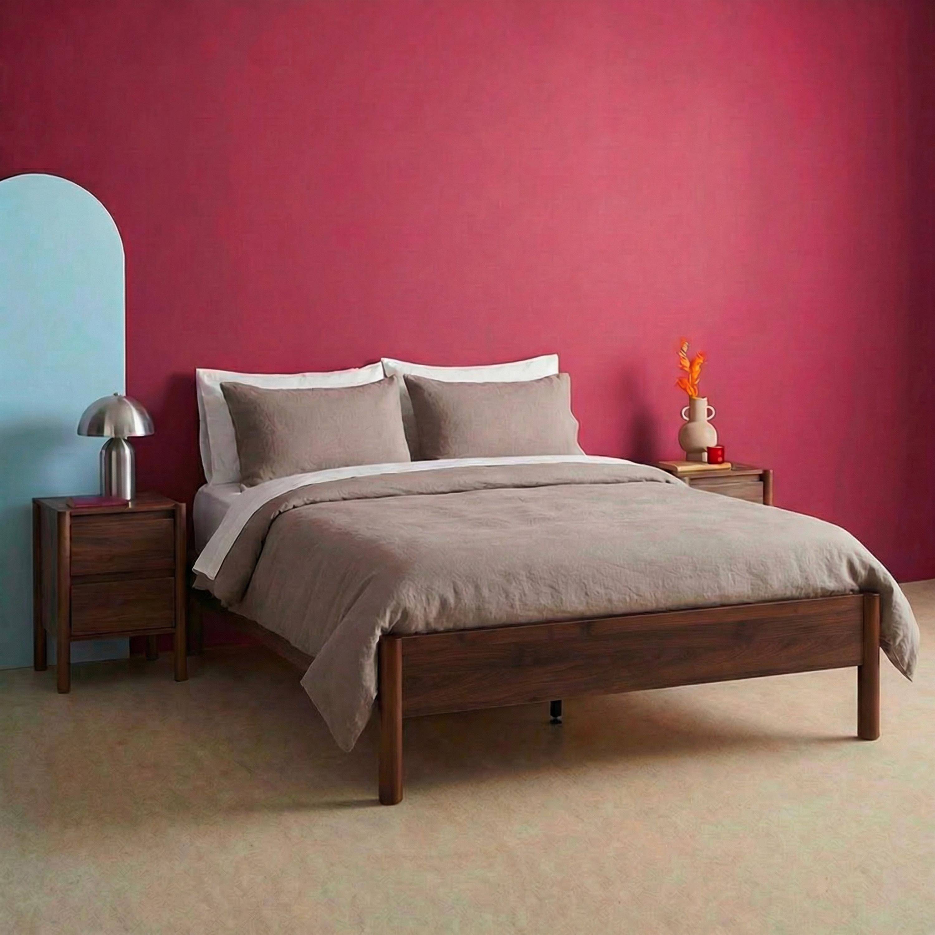 Lit avec sommier à lattes 140x190cm décor bois noyer - Harmony,sweeek,Photo2