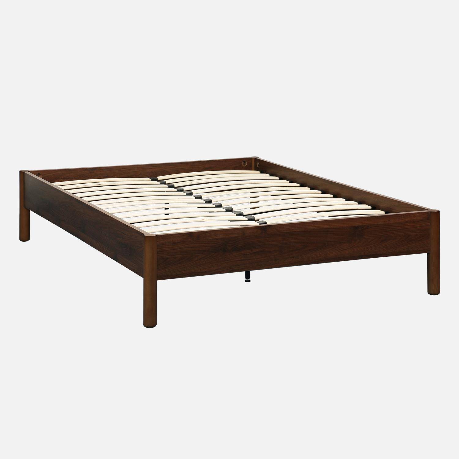 Cama con somier de láminas 140x190cm, decoración madera Nogal - 201.4x151.3x40 cm Photo1