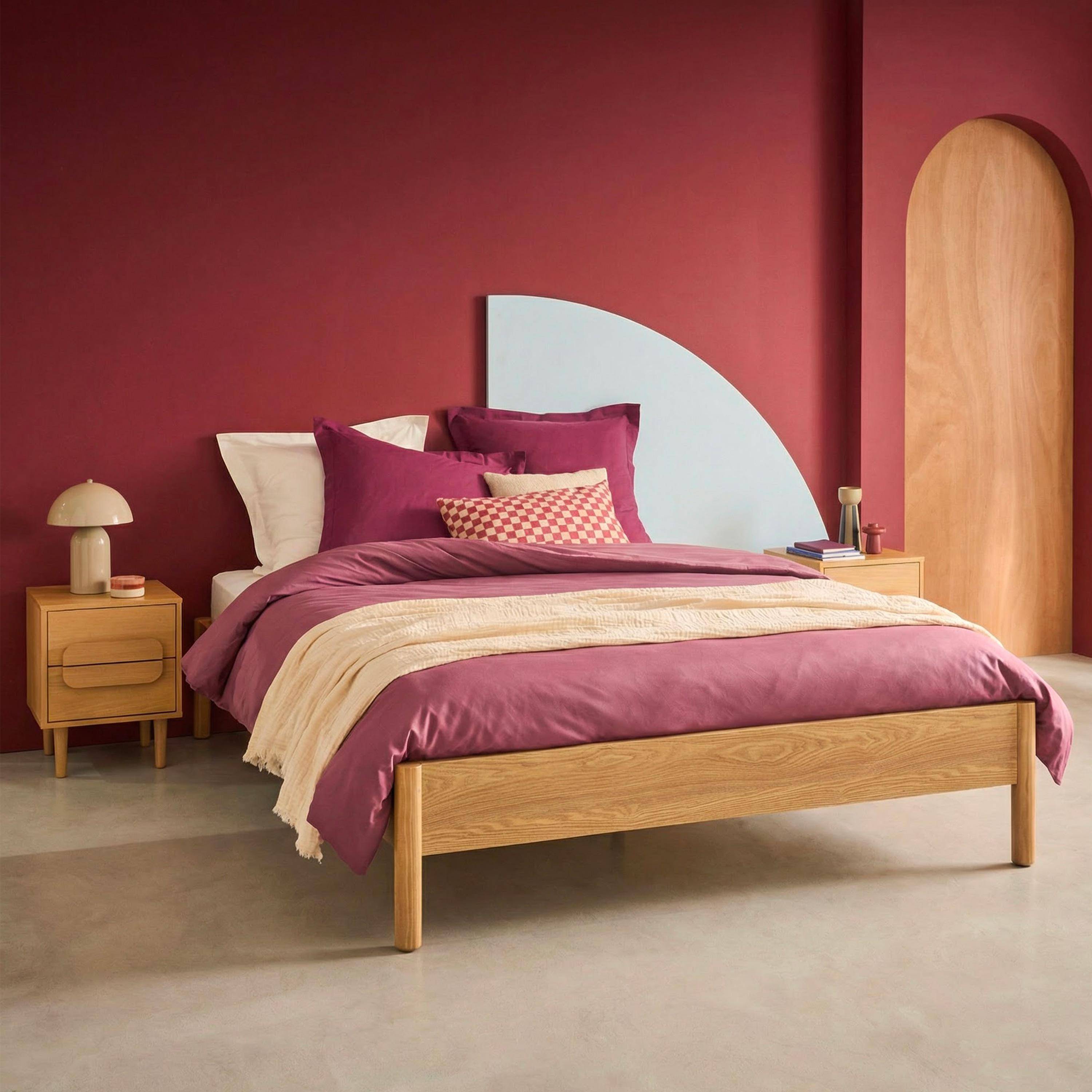 Bett mit Lattenrost 160x200cm Holzdekor naturfarben - Harmony Photo1