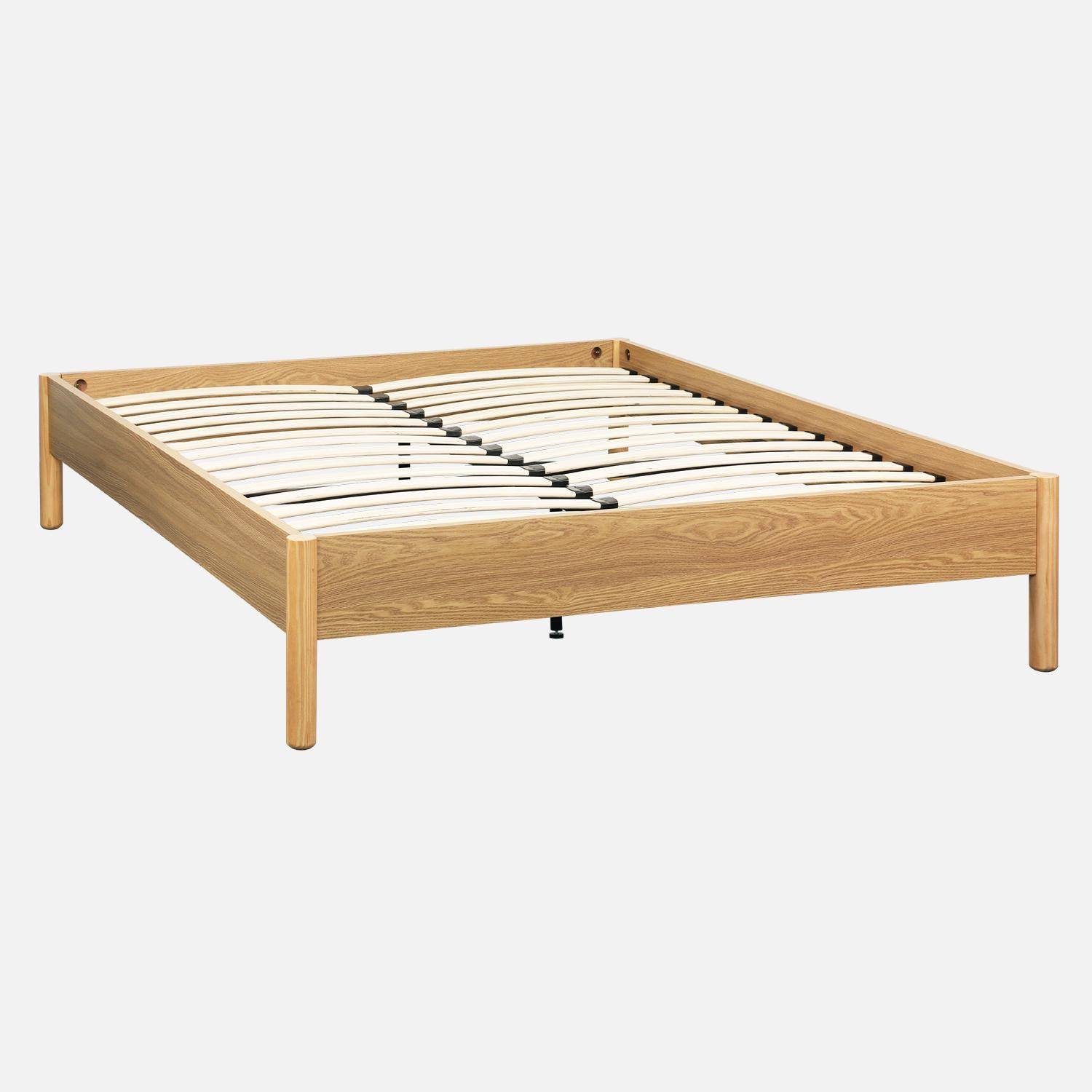 Cama con somier de láminas 160x200cm decoración madera Natural - 208x168x40 cm Photo1