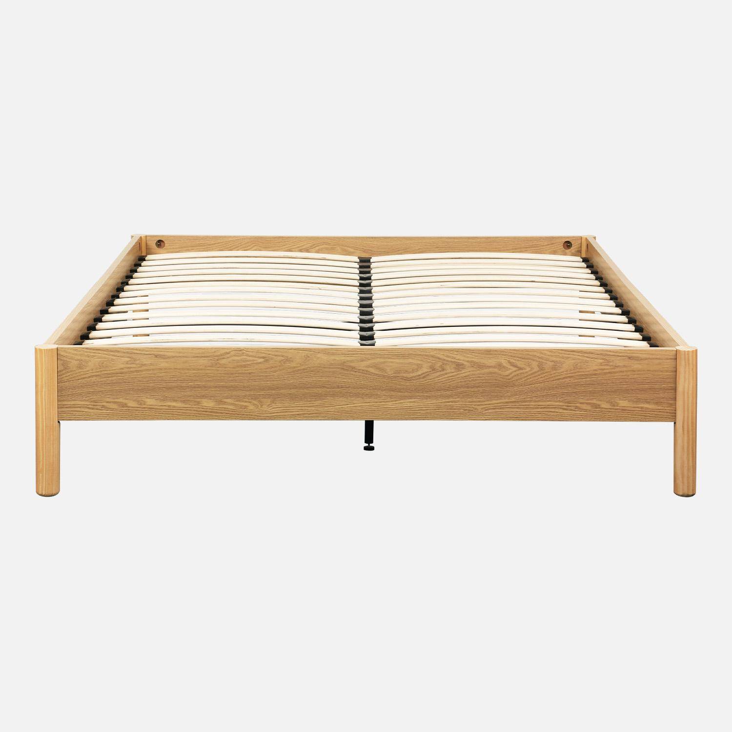 Cama con somier de láminas 160x200cm decoración madera Natural - 208x168x40 cm Photo2