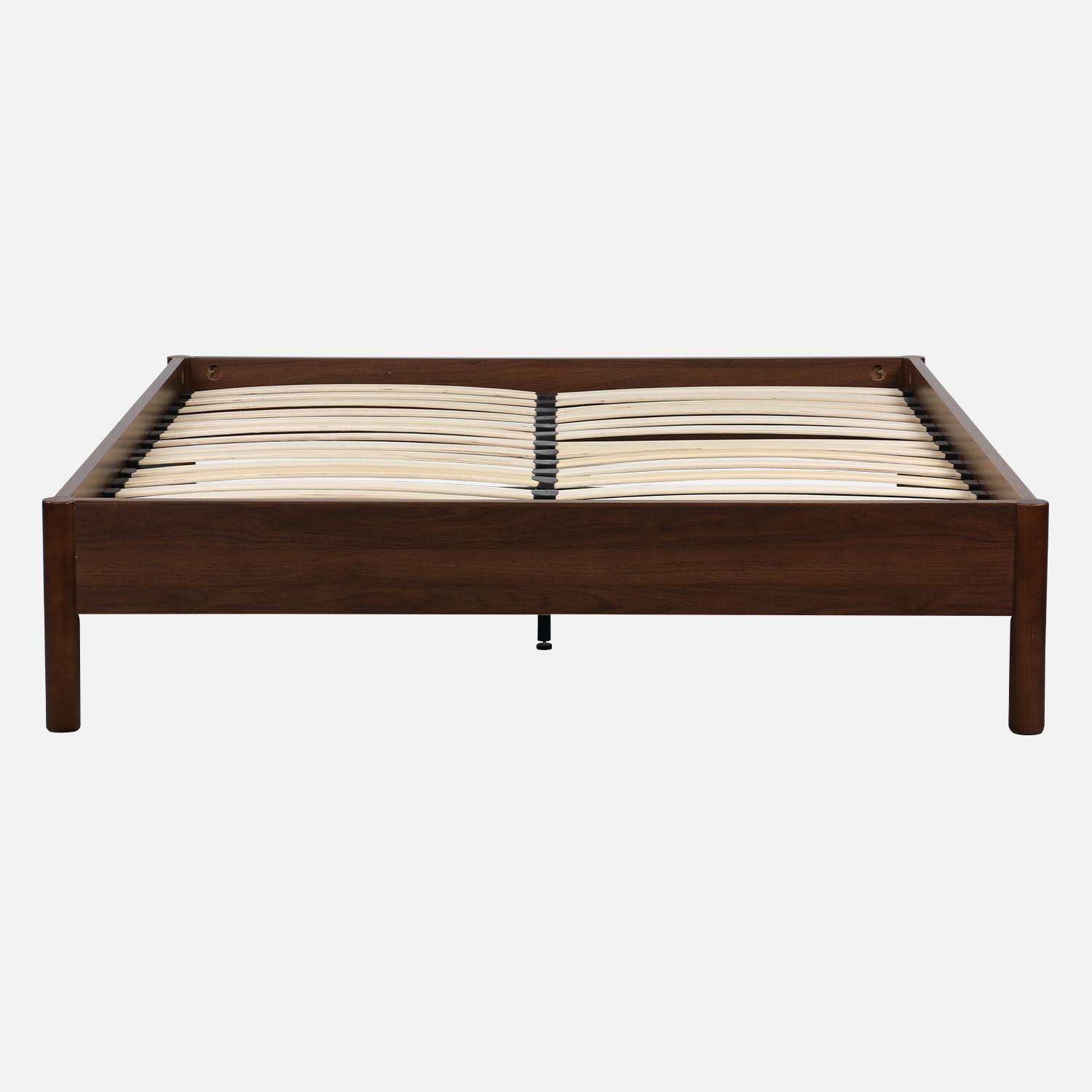 Cama con somier de láminas 160x200cm decoración madera Nogal - 208x168x40 cm Photo2