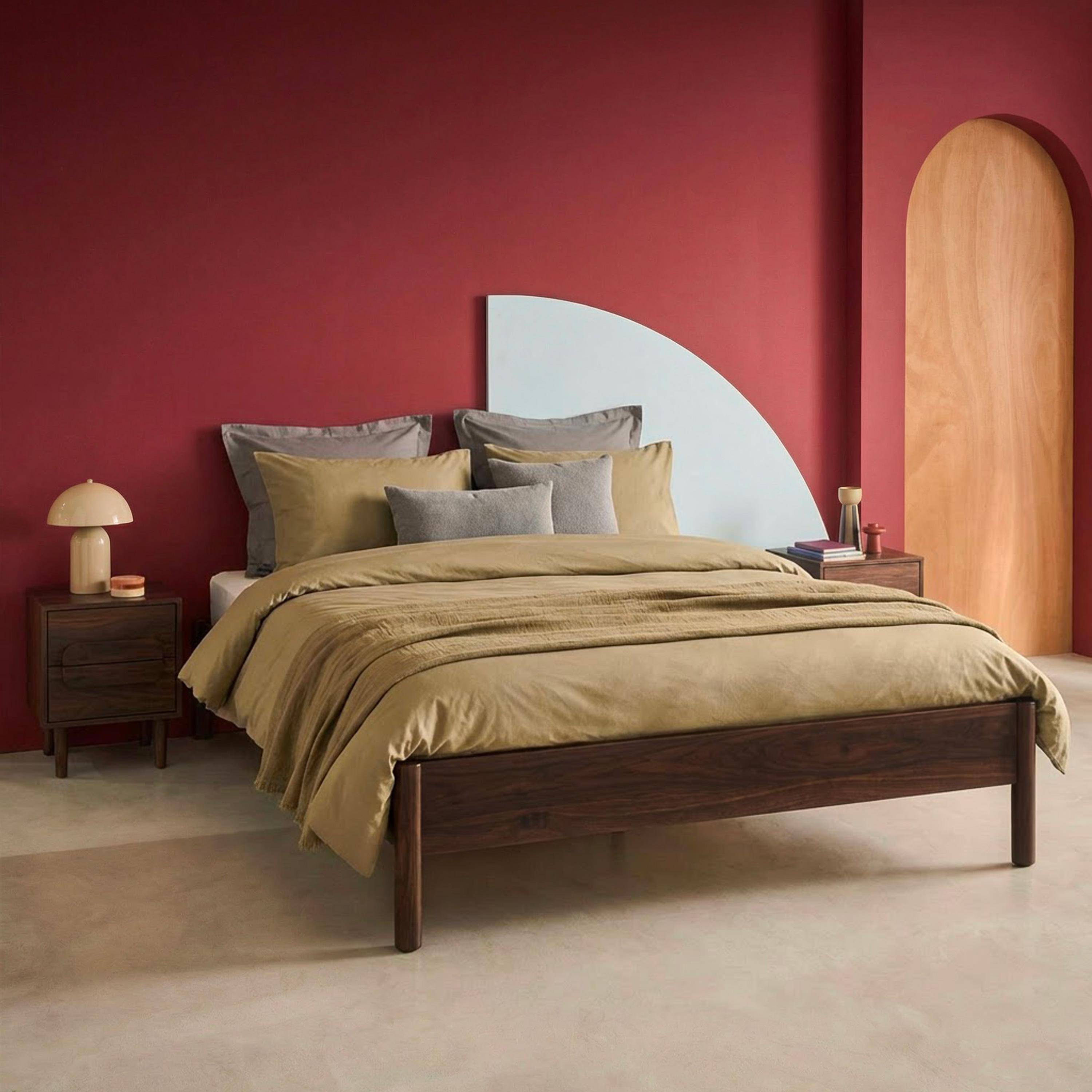 Bett mit Lattenrost 160x200cm Holzdekor nussbaumfarben - Harmony Photo1