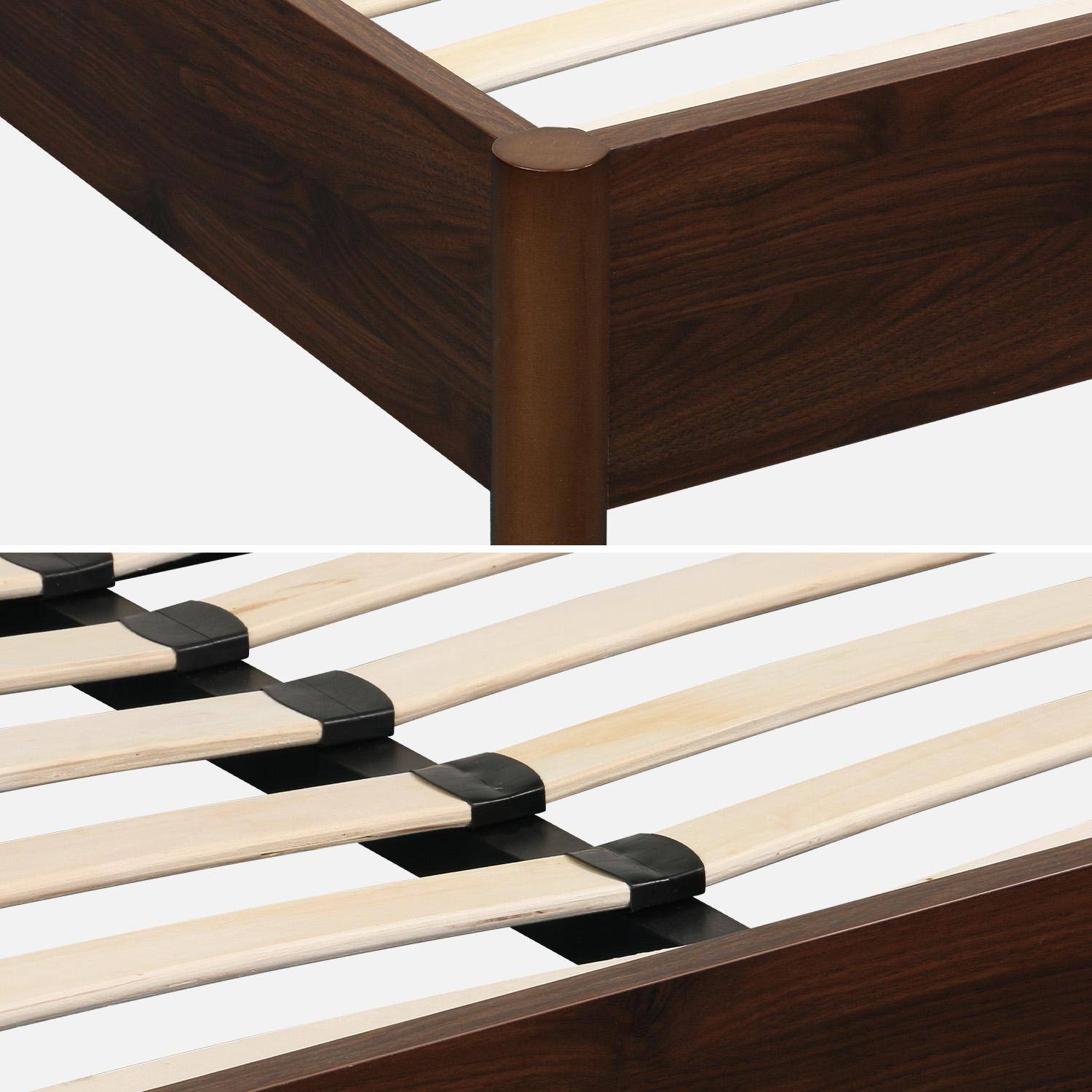Cama con somier de láminas 160x200cm decoración madera Nogal - 208x168x40 cm,sweeek,Photo4