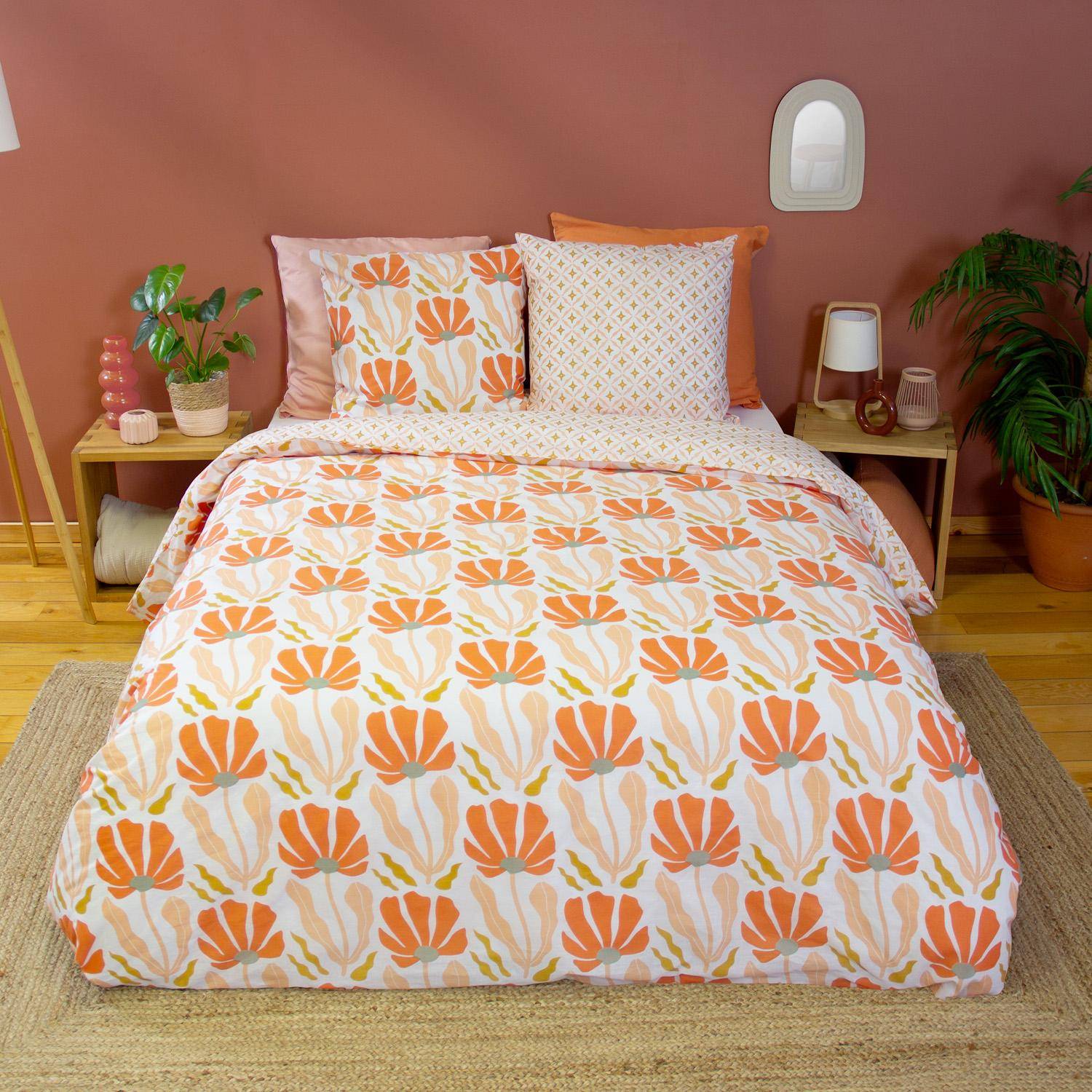 Juego de cama reversible con estampado floral, 2 plazas - 260x240x0.5 cm,sweeek,Photo2