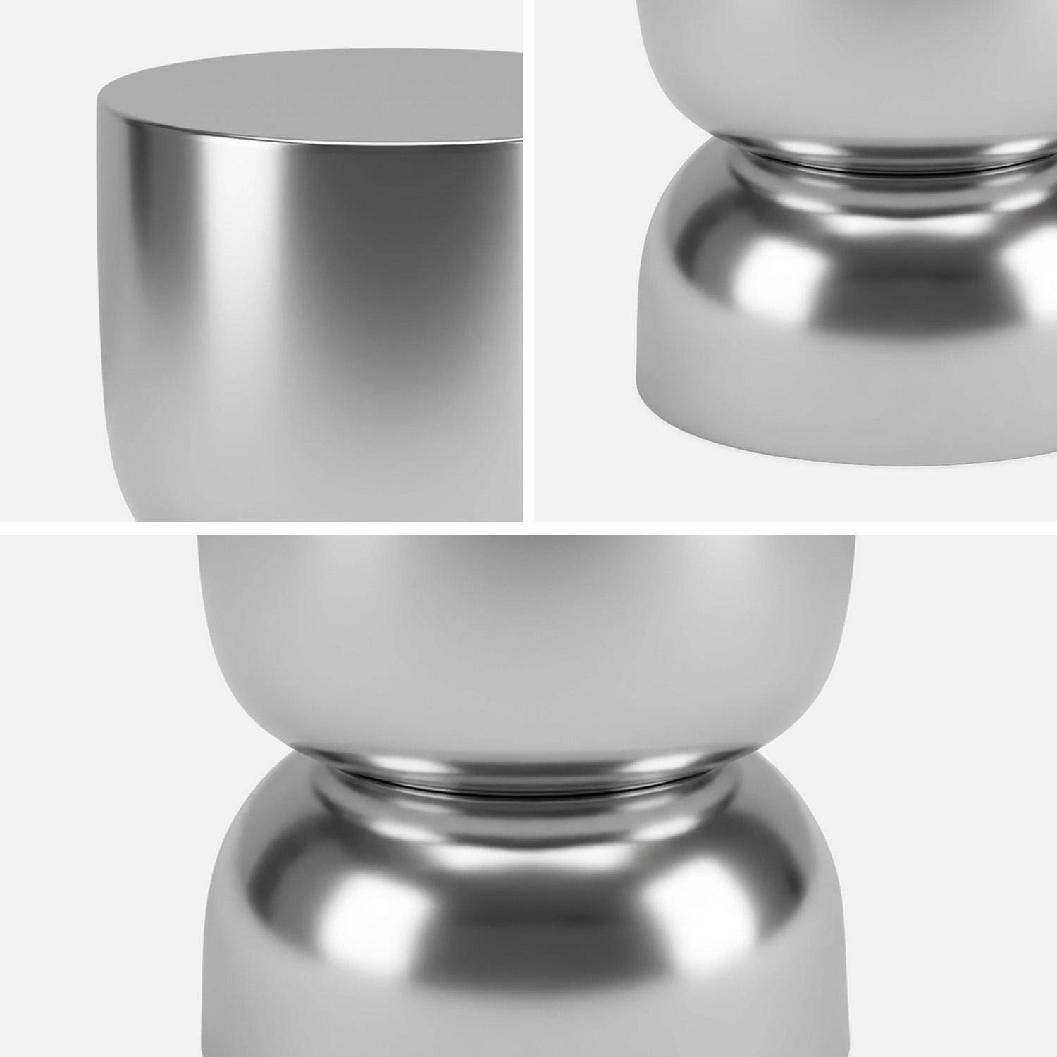 Mesa auxiliar, mesa de sofá, mesita de noche de acero inoxidable Ø32 x H42cm Gris perlado - 32.5x32.5x42 cm Photo2