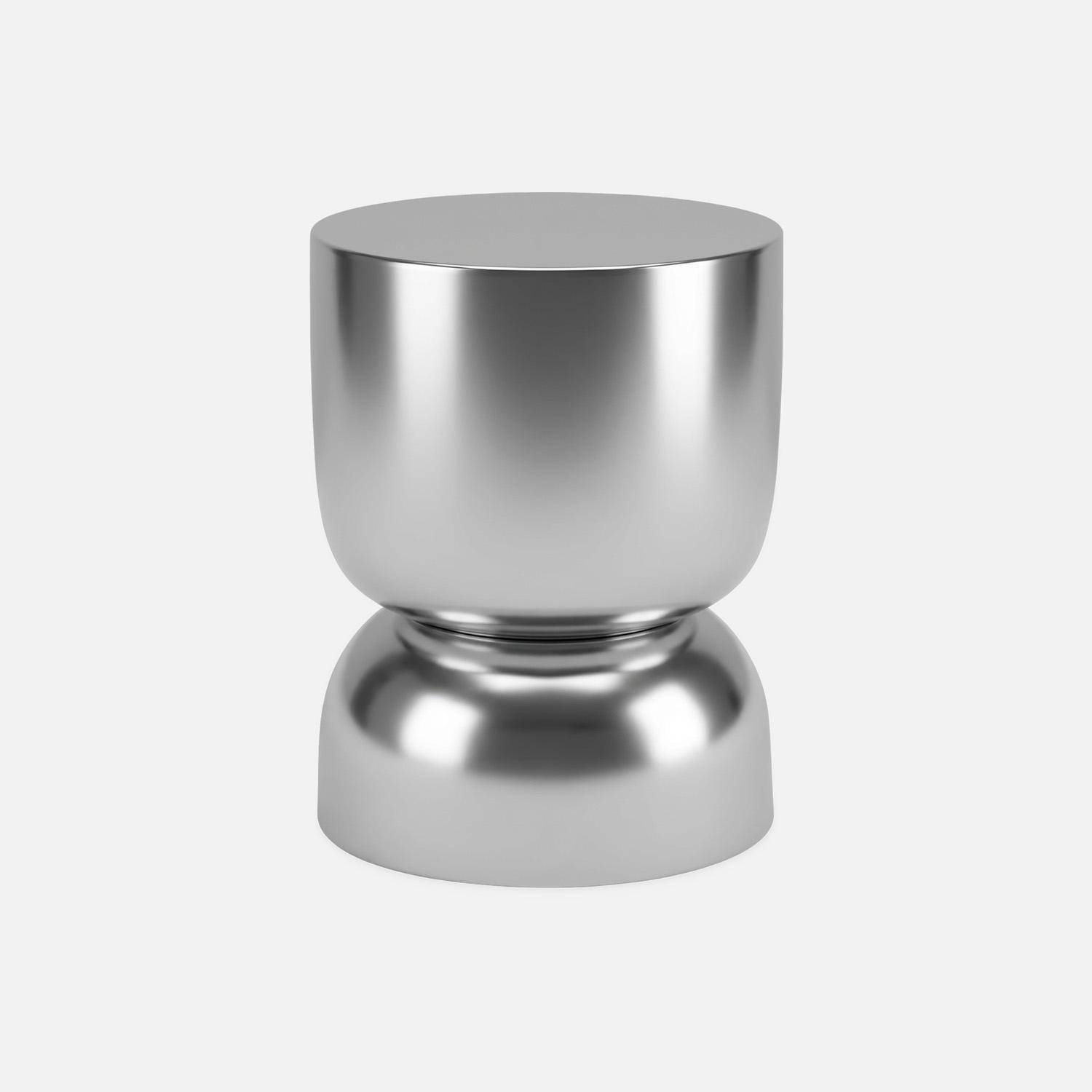 Mesa auxiliar, mesa de sofá, mesita de noche de acero inoxidable Ø32 x H42cm Gris perlado - 32.5x32.5x42 cm Photo1