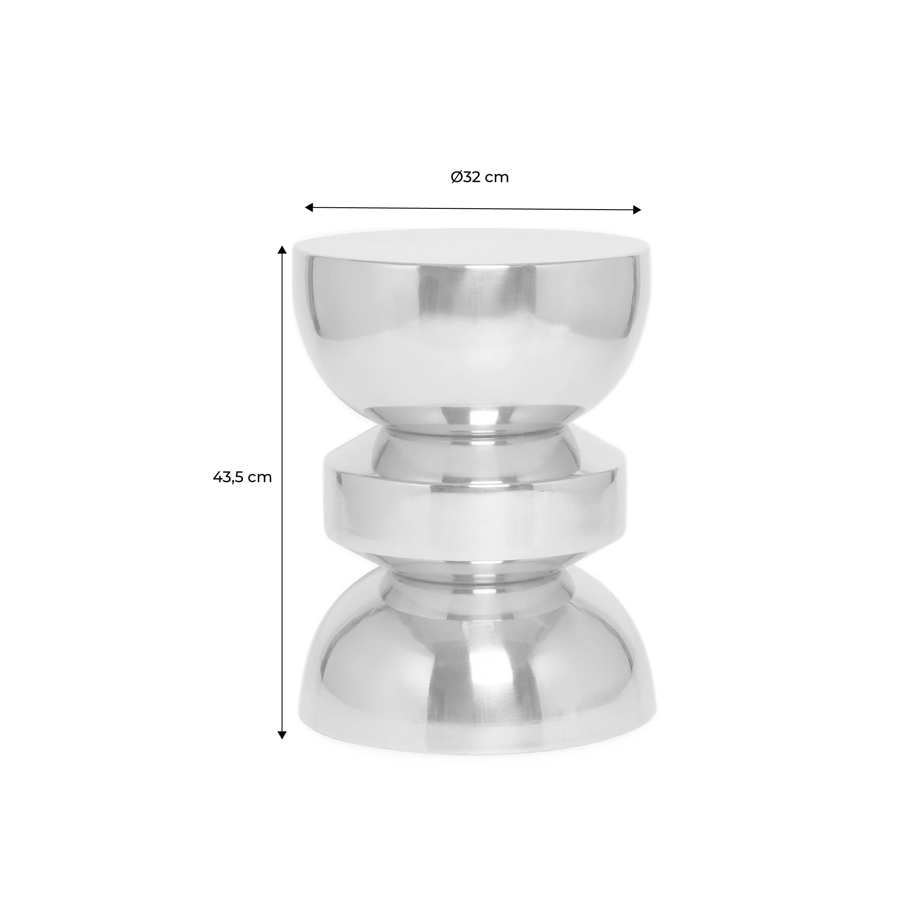 Mesa auxiliar, mesa de sofá, mesita de noche de acero inoxidable, Ø32 x H43,5cm Gris perlado - 32x32x43.5 cm,sweeek,Photo3