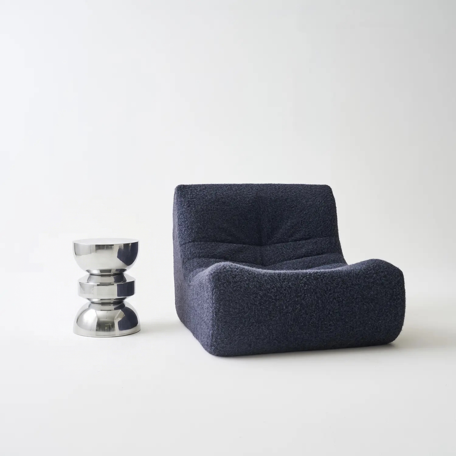 Tavolino da salotto e comodino in acciaio inossidabile Grigio perlato - 32x32x43.5 cm Photo1