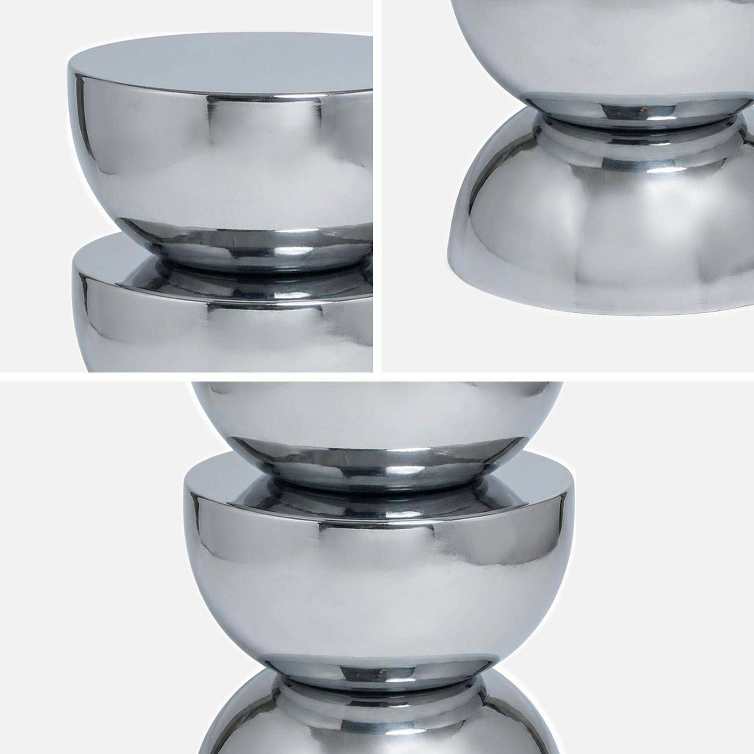 Mesa auxiliar, mesa de sofá, mesita de noche de acero inoxidable Ø32 x H46,5cm Gris perlado - 32x32x46.5 cm,sweeek,Photo3