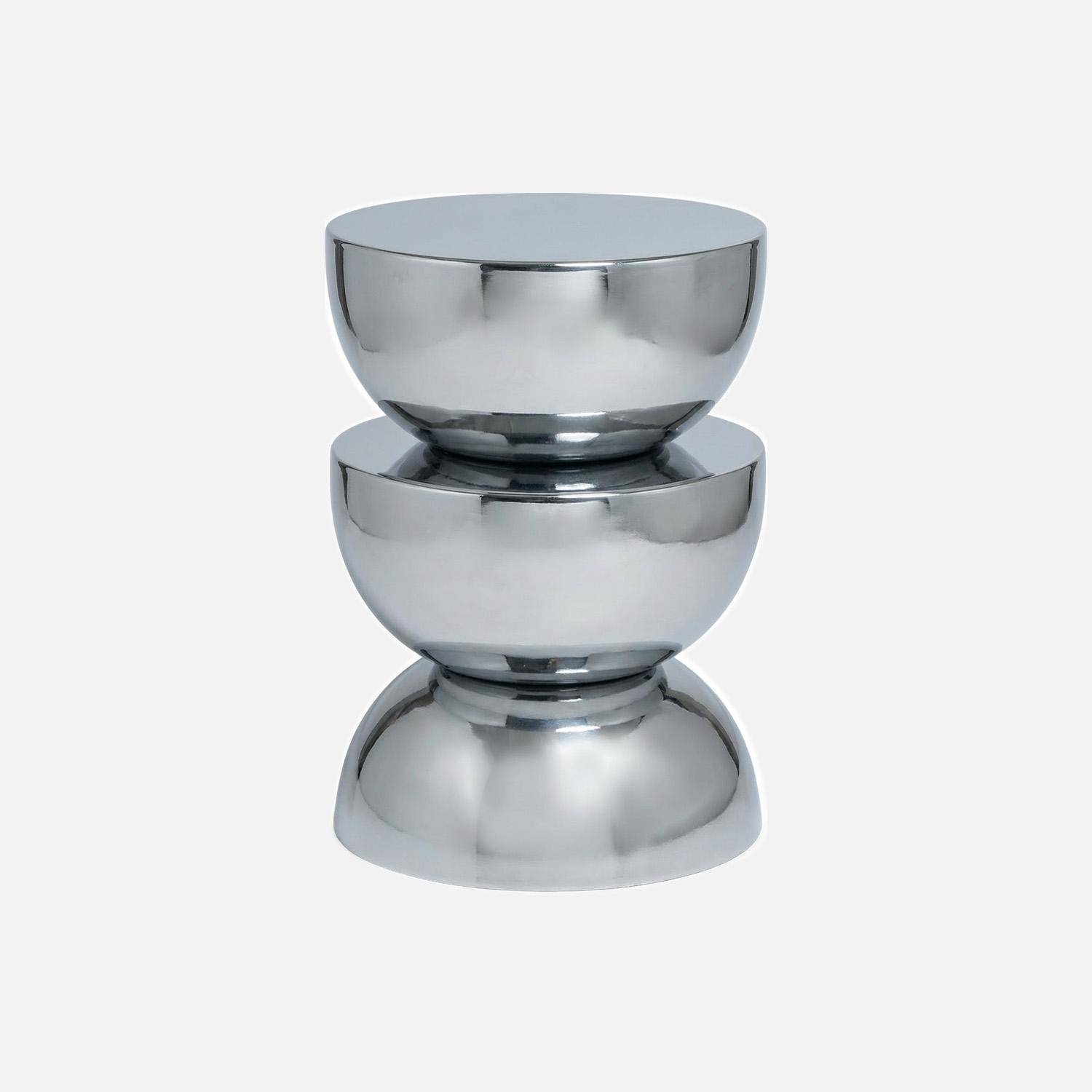 Mesa auxiliar, mesa de sofá, mesita de noche de acero inoxidable Ø32 x H46,5cm Gris perlado - 32x32x46.5 cm Photo2