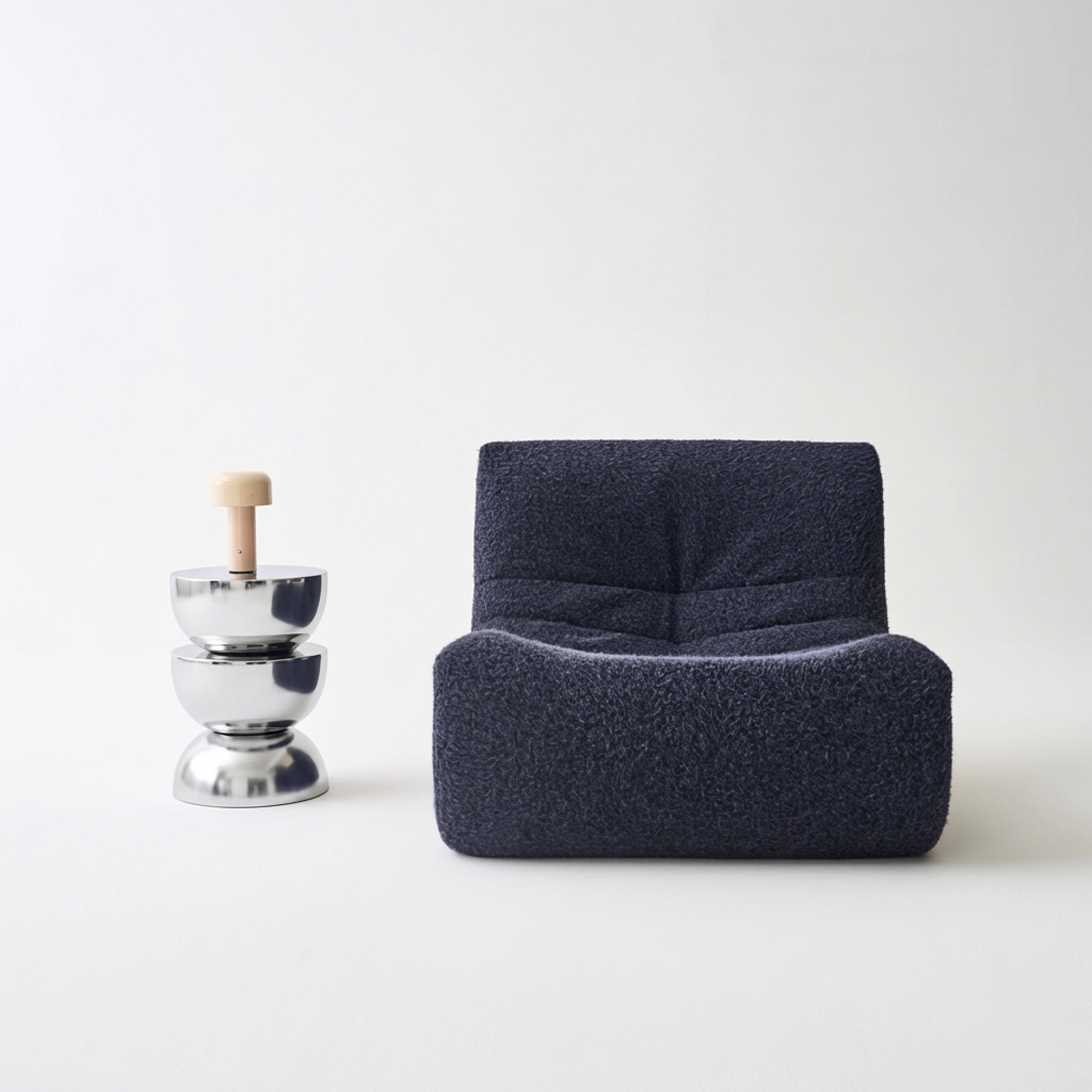 Mesa auxiliar, mesa de sofá, mesita de noche de acero inoxidable Ø32 x H46,5cm Gris perlado - 32x32x46.5 cm,sweeek,Photo1