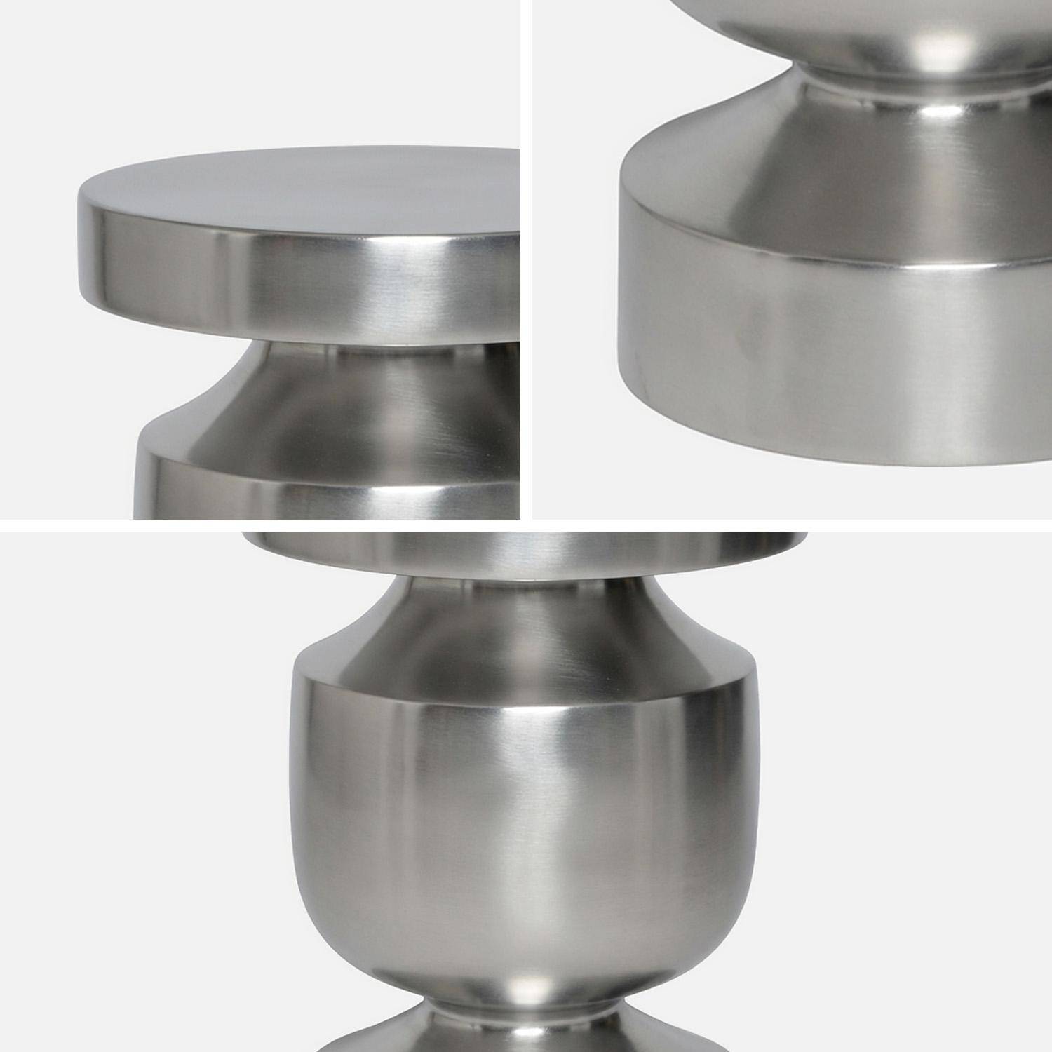 Tavolino, tavolino da salotto, comodino in acciaio inossidabile Ø30,5 x H43,5cm Grigio perlato - 30.5x30.5x43.5 cm Photo4