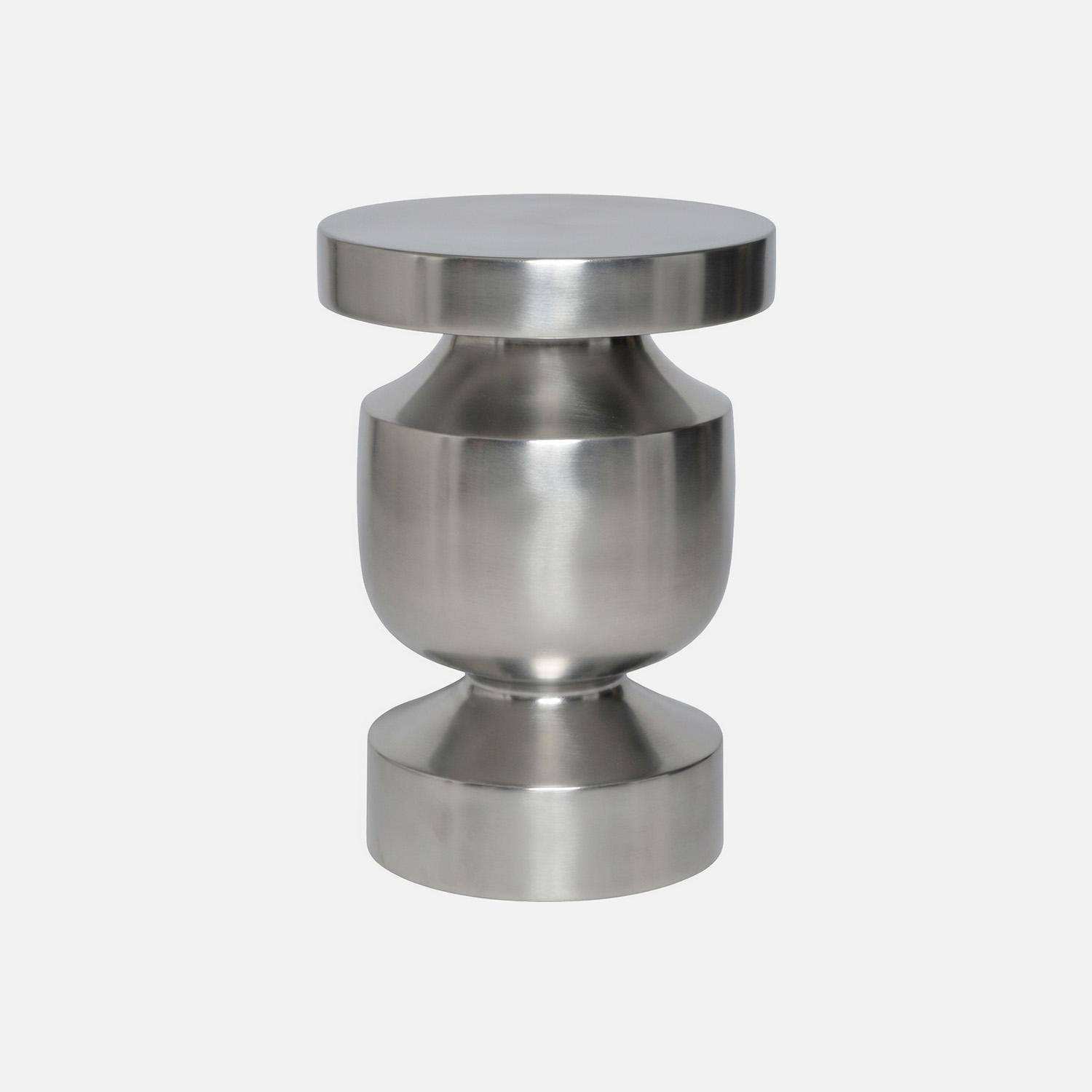 Tavolino, tavolino da salotto, comodino in acciaio inossidabile Ø30,5 x H43,5cm Grigio perlato - 30.5x30.5x43.5 cm Photo3