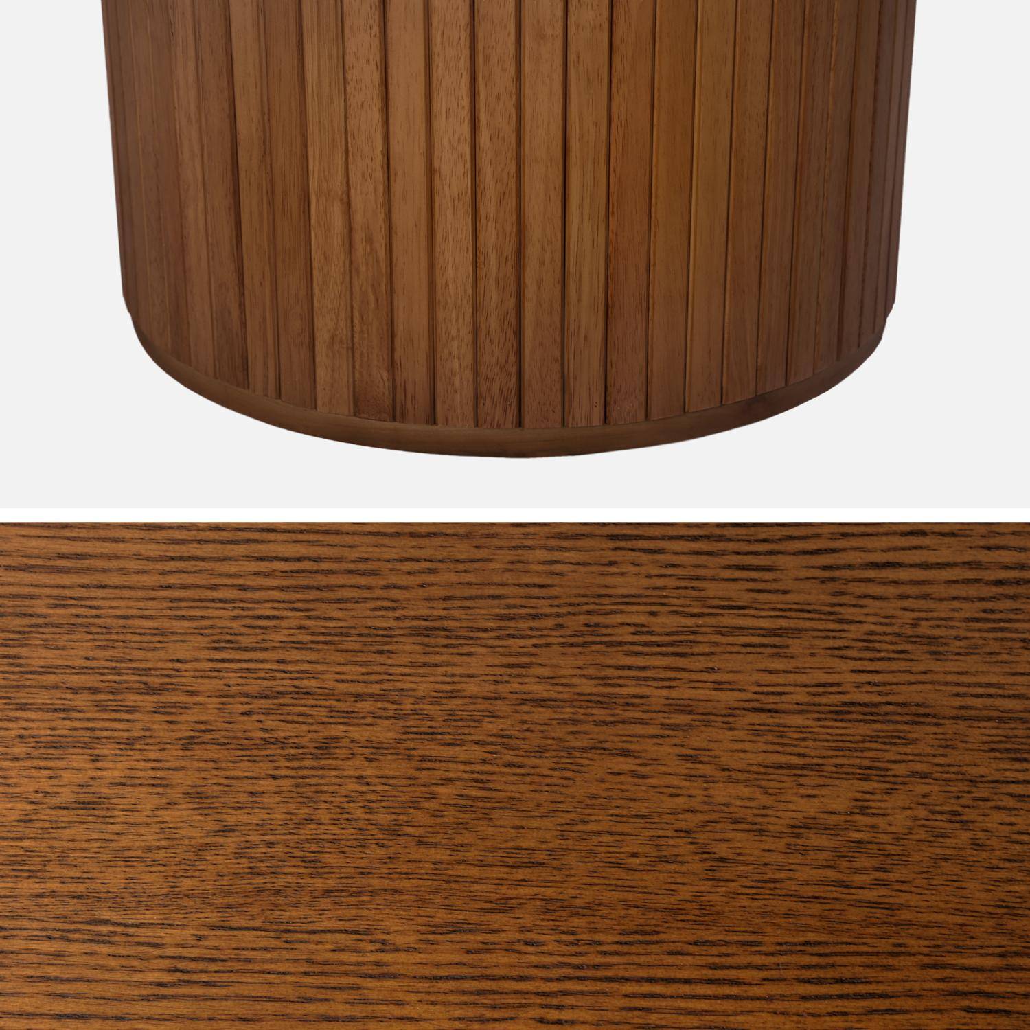 Mesa de comedor oblonga de madera de hevea y chapa de roble, de 6 a 8 plazas Nogal - 200x90x75 cm,sweeek,Photo3