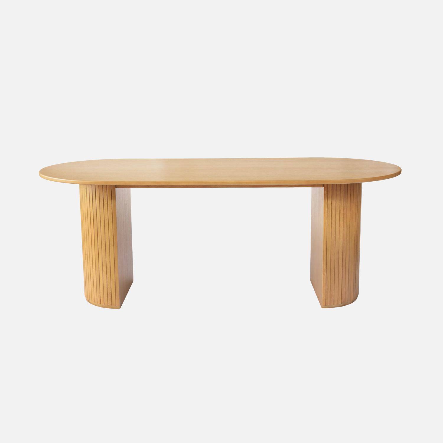 Mesa de comedor oblonga de madera de hevea y chapa de roble, de 6 a 8 plazas Natural - 200x90x75 cm Photo2