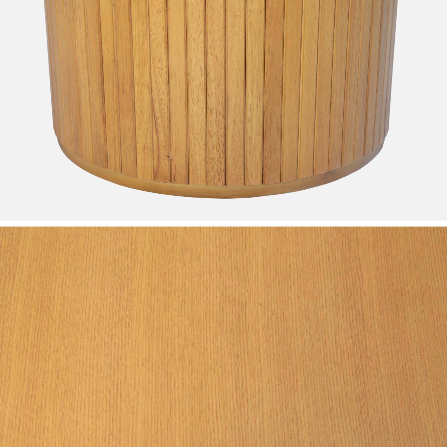 Tavolo da pranzo oblungo in legno di hevea e impiallacciatura di quercia, 6-8 posti Marrone naturale - 200x90x75 cm,sweeek,Photo4