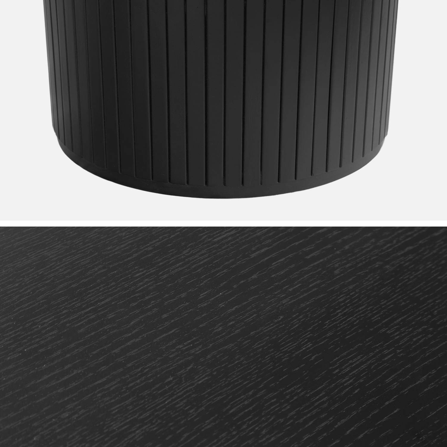 Mesa de comedor oblonga de madera de hevea y chapa de roble, de 6 a 8 plazas Negro - 200x90x75 cm Photo3