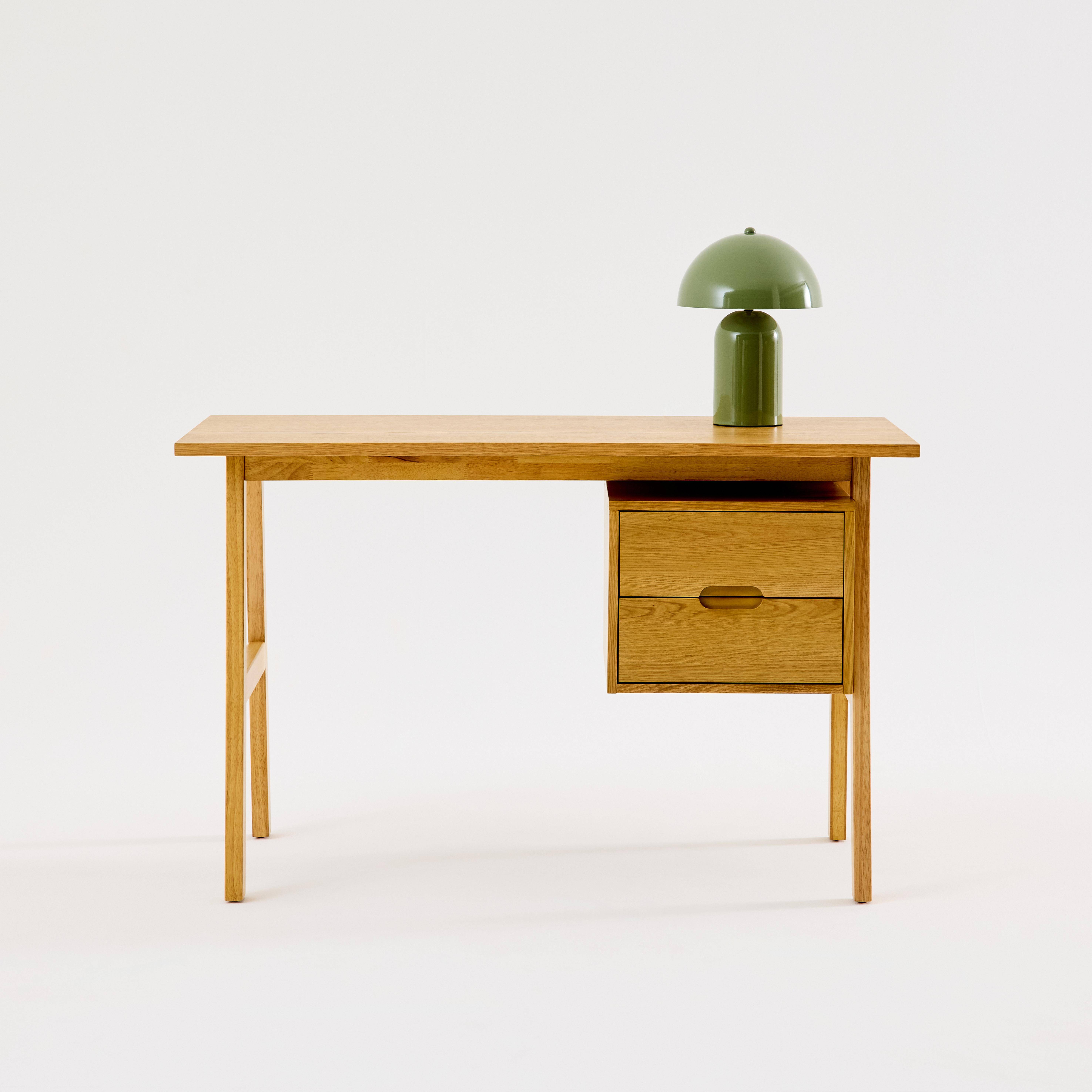 Bureau van eikenfineer en rubberhout met 2 laden naturel - Alana Photo1
