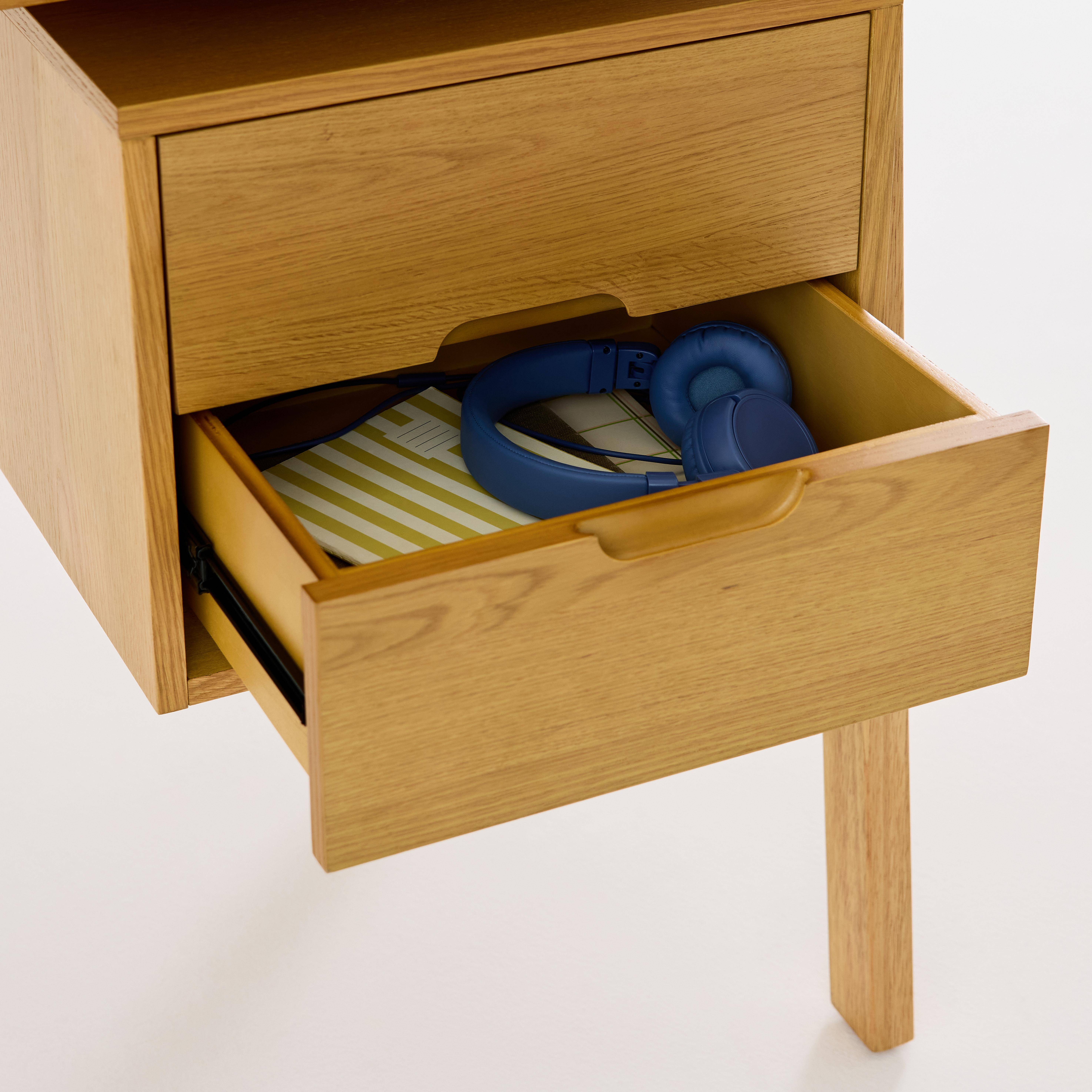 Bureau van eikenfineer en rubberhout met 2 laden naturel - Alana Photo4