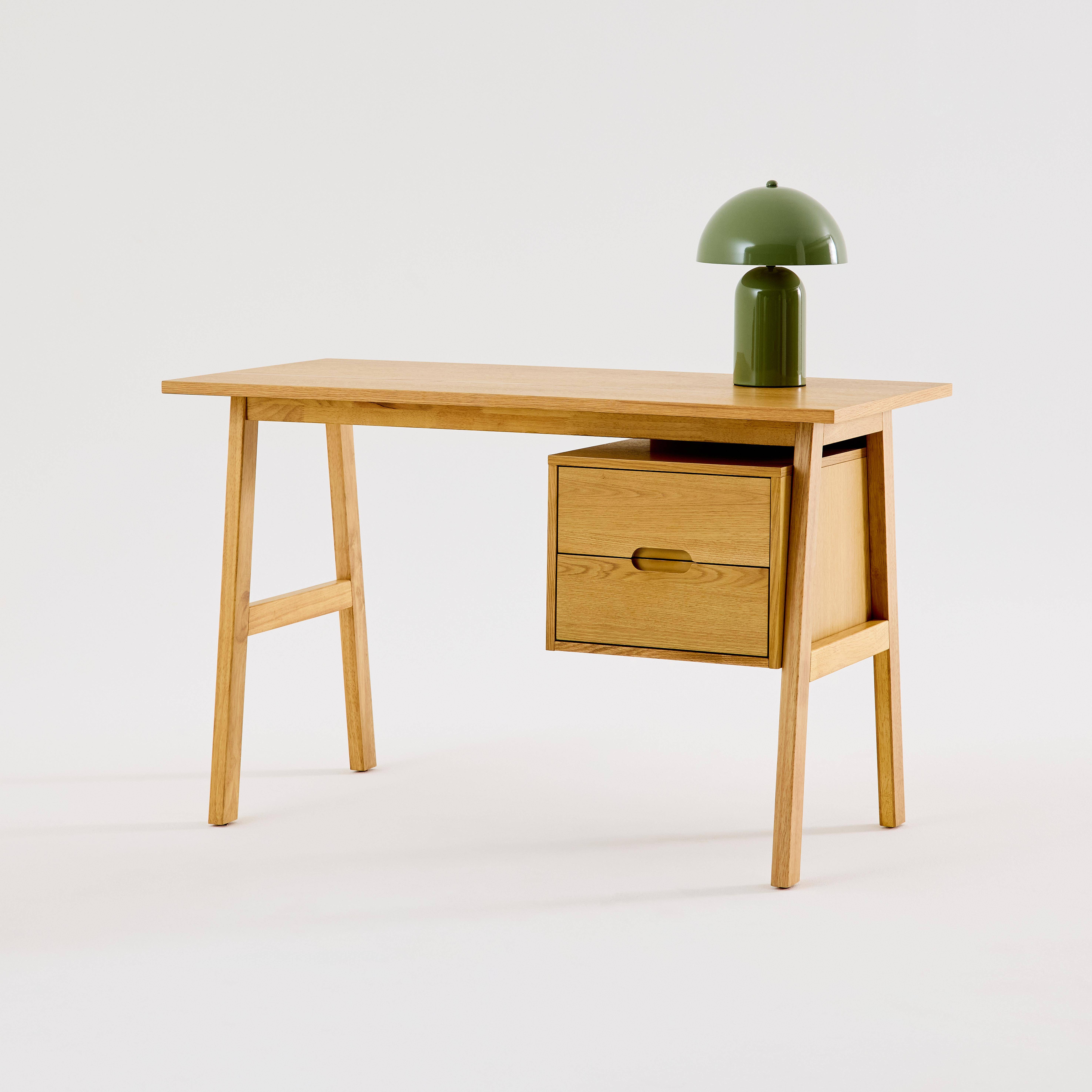 Bureau van eikenfineer en rubberhout met 2 laden naturel - Alana,sweeek,Photo3