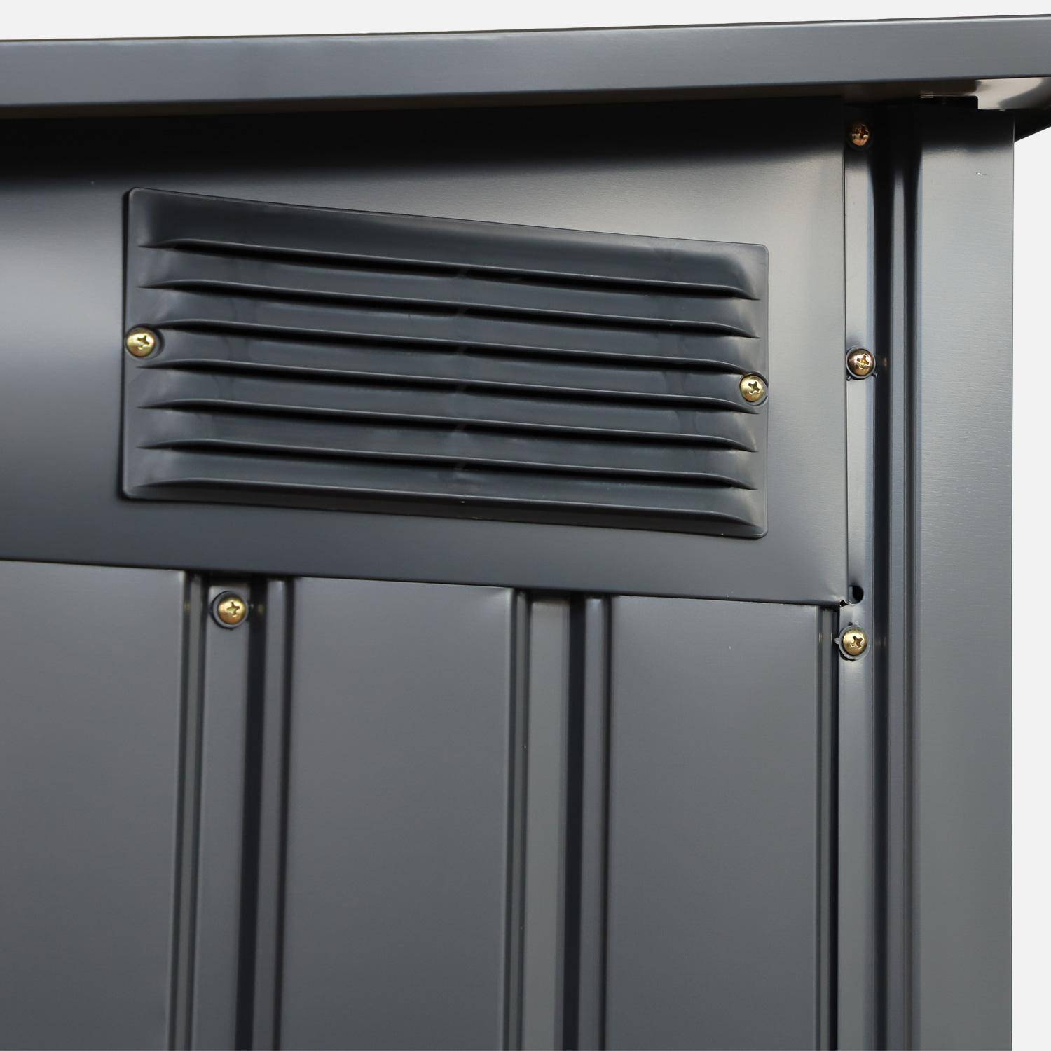 Abri de jardin adossable acier galvanisé 2,91m² avec porte coulissante et kit d'ancrage anthracite - Bray Photo5
