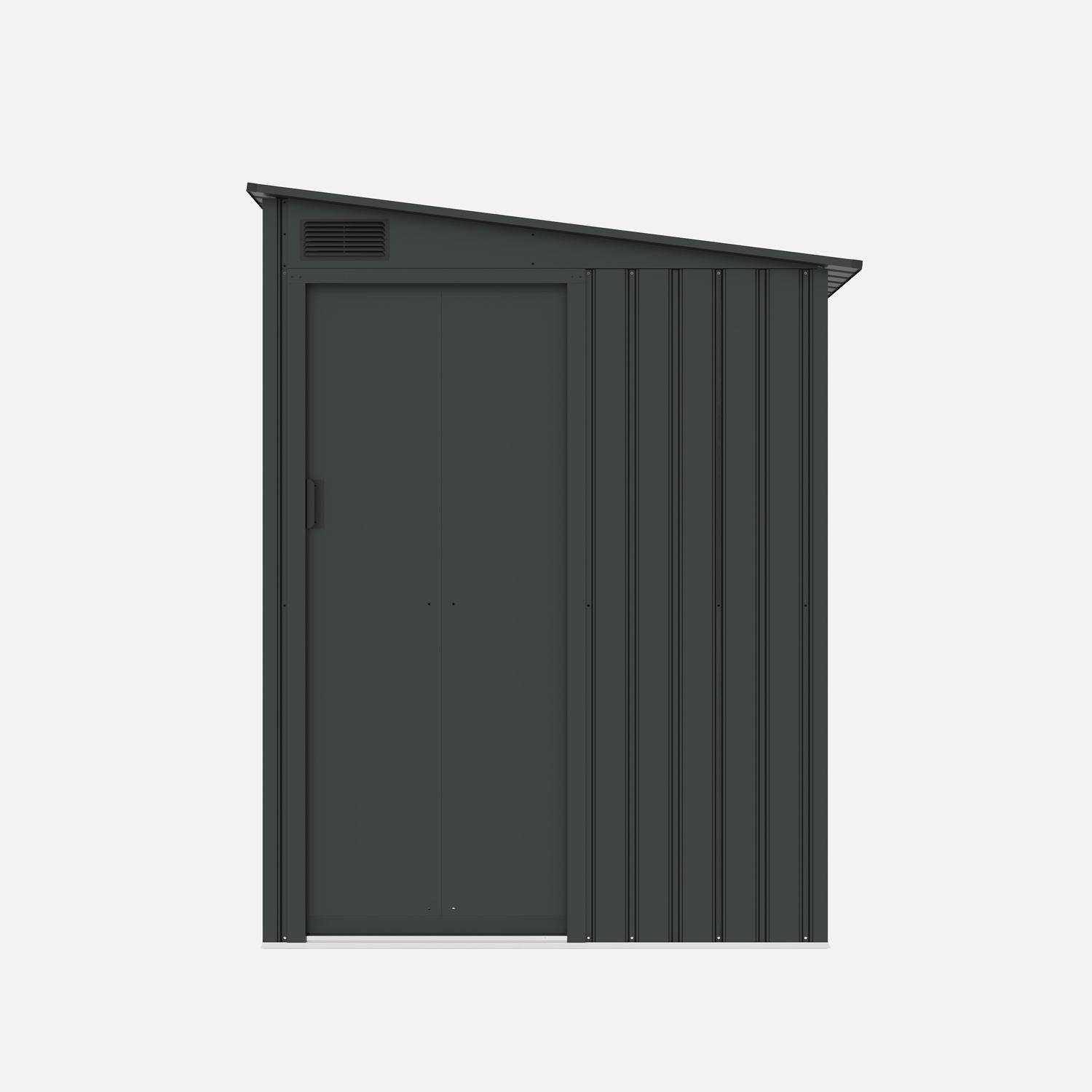 Abri de jardin adossable acier galvanisé 2,91m² avec porte coulissante et kit d'ancrage anthracite - Bray Photo3