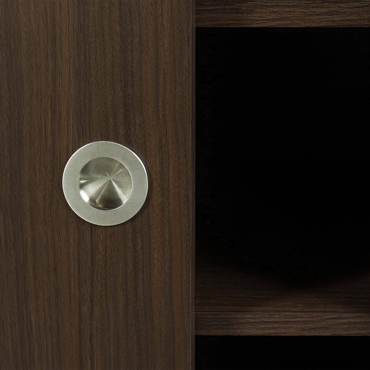 Buffet vintage décor bois et acier inoxydable 2 portes coulissantes 150cm noyer - Shelby,sweeek,Photo5