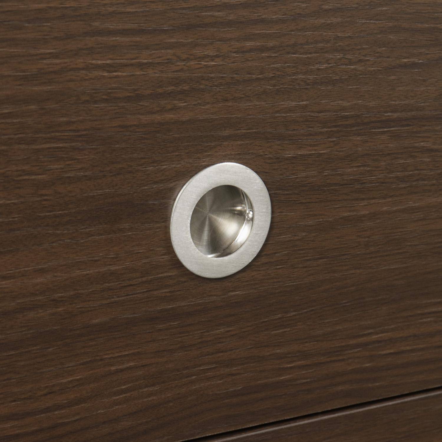 Commode vintage décor bois et acier inoxydable 6 tiroirs noyer - Shelby,sweeek,Photo5