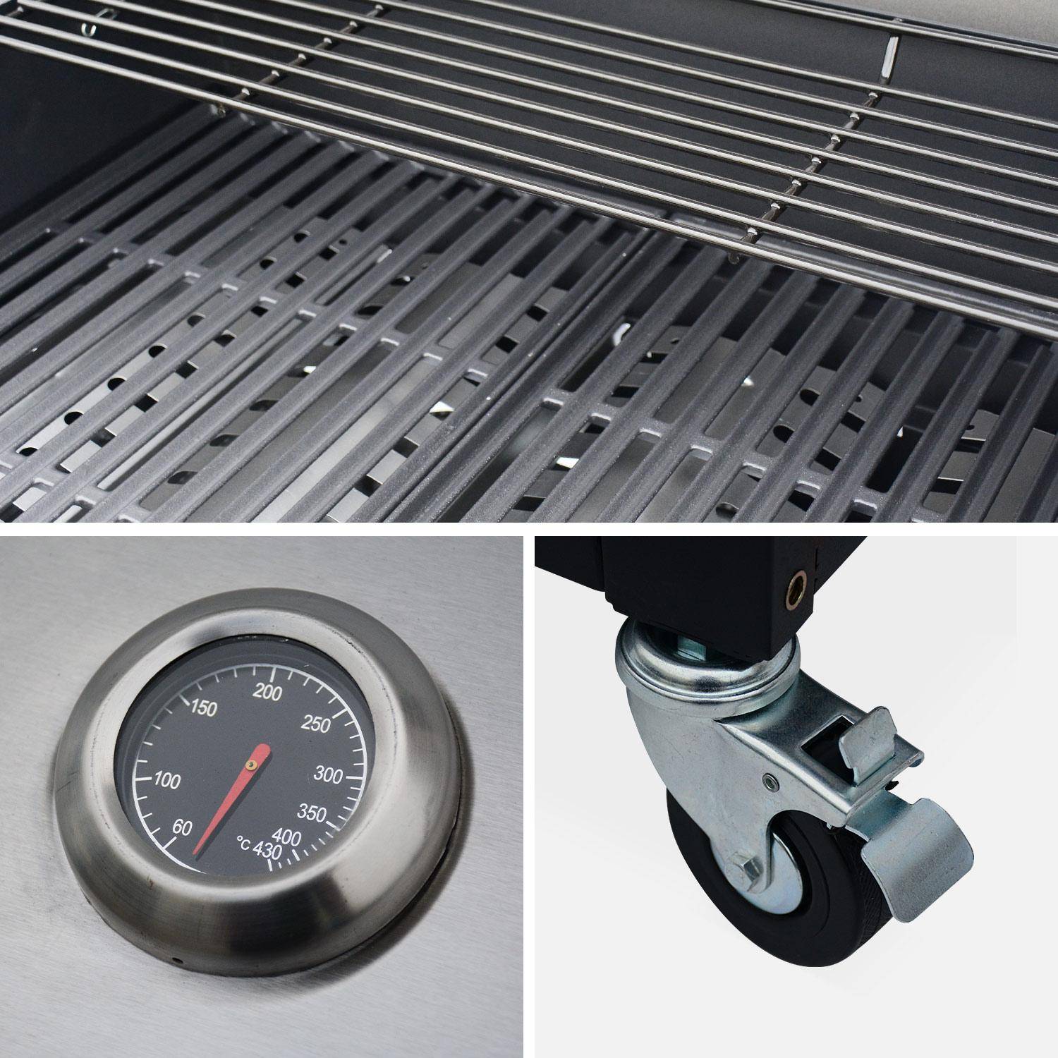 Barbacoa de gas con 4 quemadores + 1 fuego lateral, cocina exterior con fregadero y funda Negro - 208.5x63x147.5 cm,sweeek,Photo3