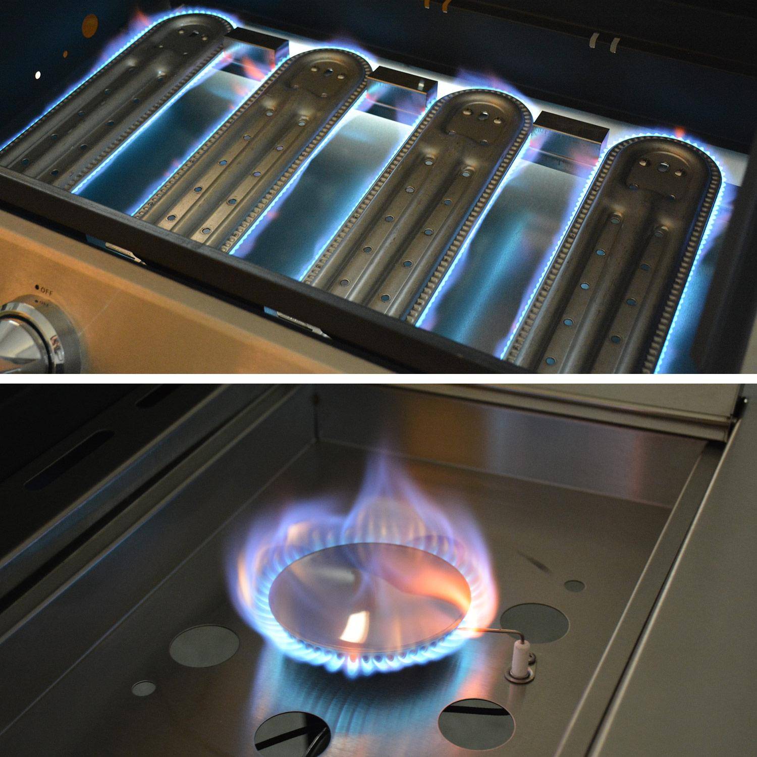 Barbacoa de gas con 4 quemadores + 1 fuego lateral, cocina exterior con fregadero y funda Negro - 208.5x63x147.5 cm,sweeek,Photo7