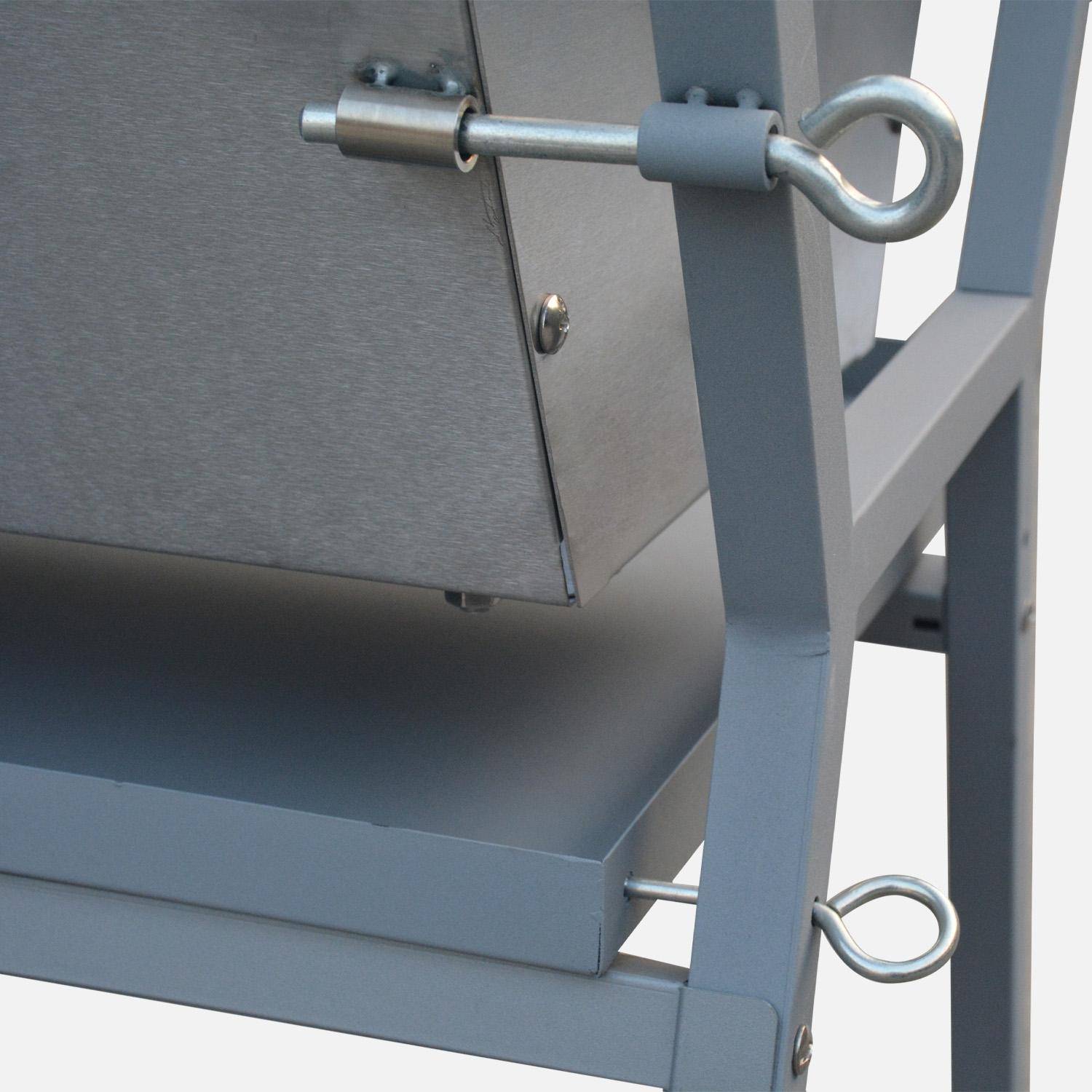Girarrosto a carbone motorizzato inclinabile in acciaio inox con spiedo e copertura Grigio - 141x68.5x103.5 cm,sweeek,Photo3