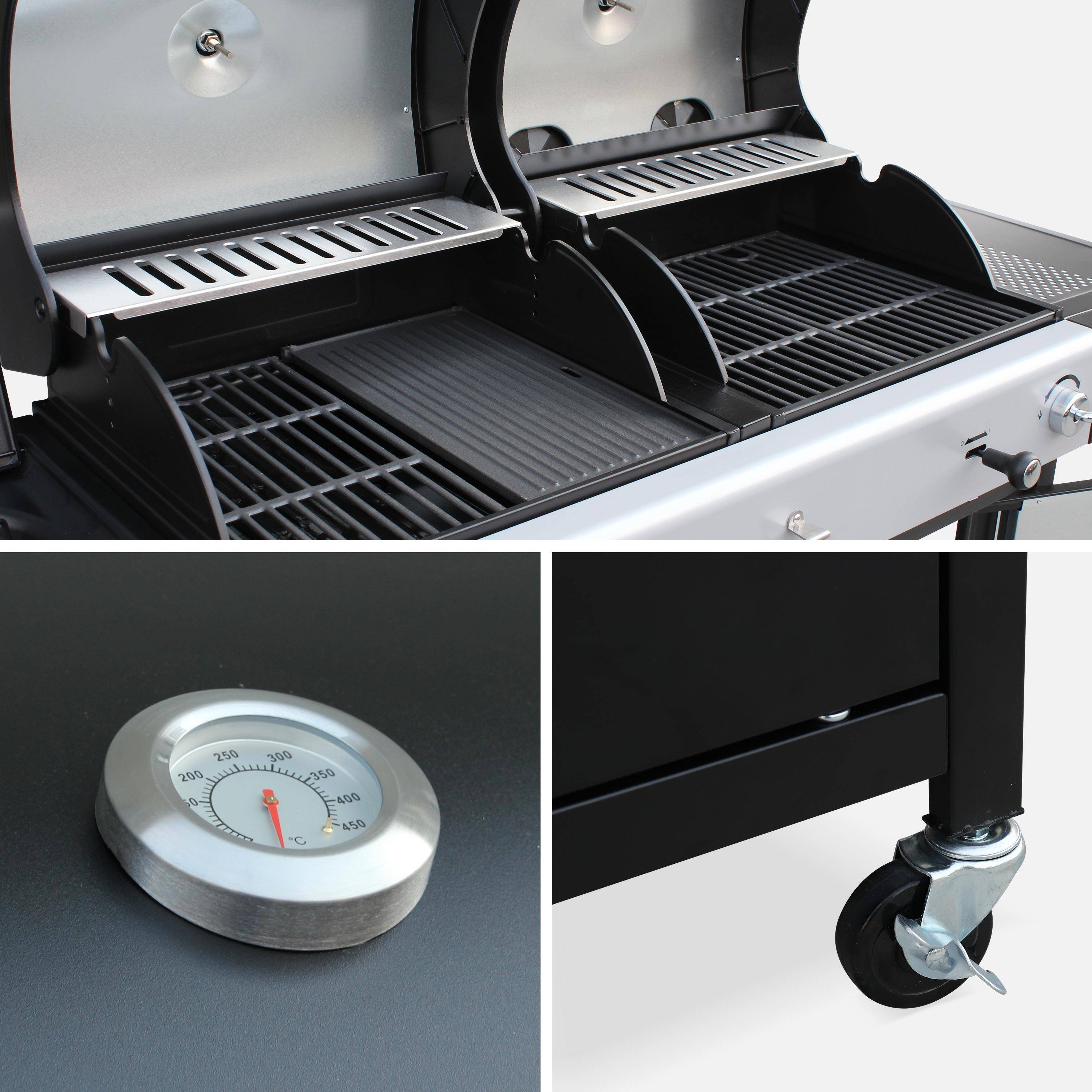 Grelhador Híbrido Gás e Carvão - 3 Queimadores + Fogão Lateral Preto - 163.5x75.5x140.5 cm,sweeek,Photo3