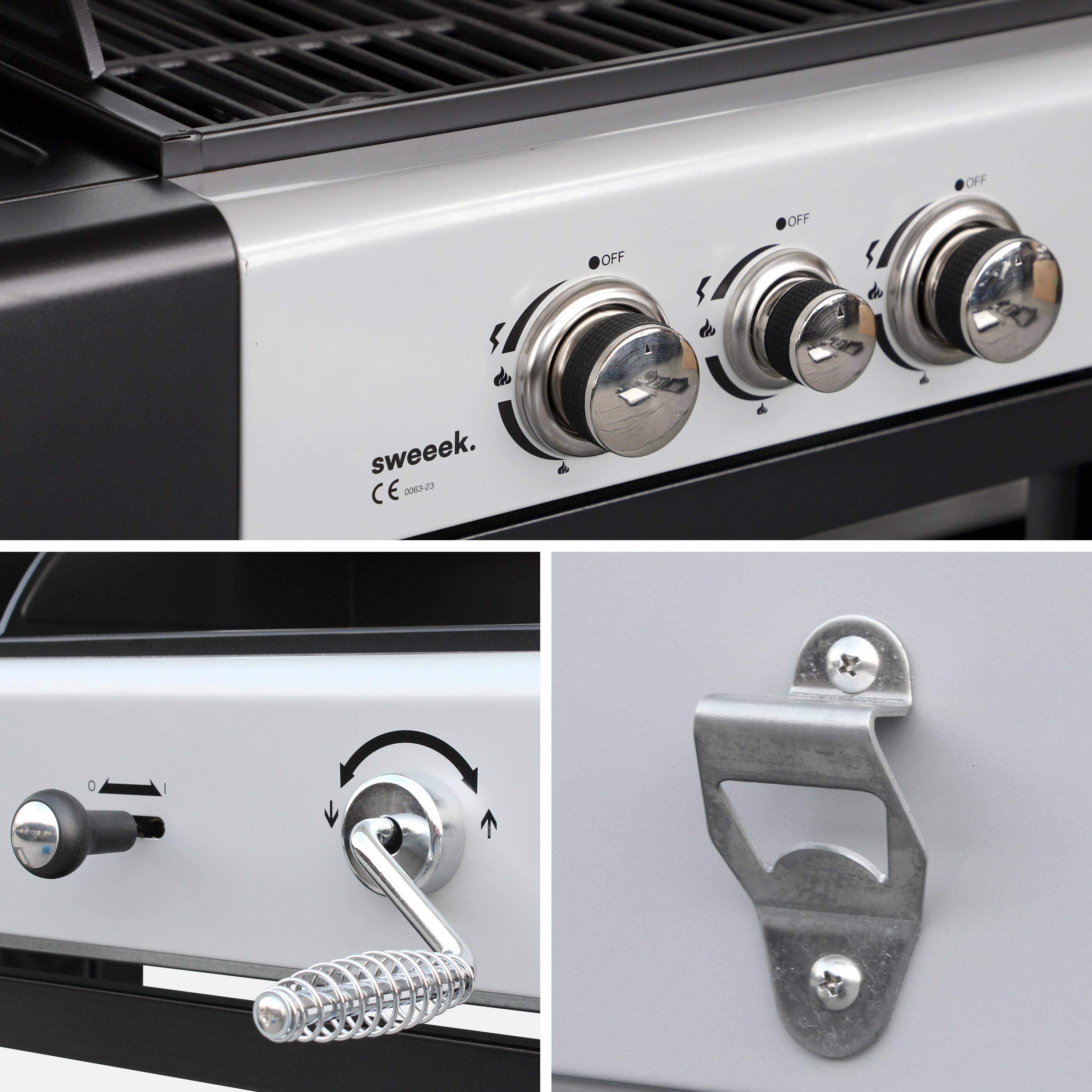 Grelhador Híbrido Gás e Carvão - 3 Queimadores + Fogão Lateral Preto - 163.5x75.5x140.5 cm Photo4