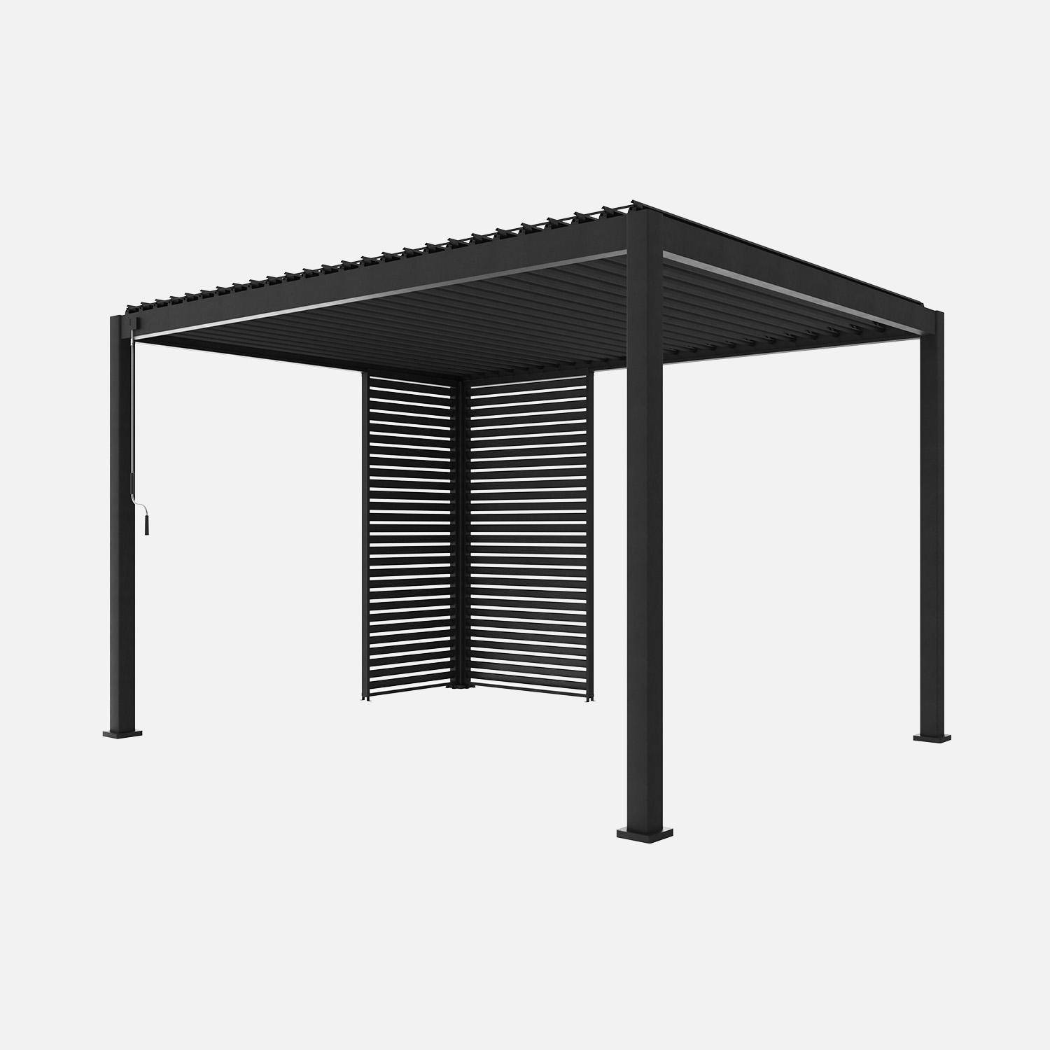 Pergola bioclimatique aluminium 4x3m anthracite + 1 persienne 100cm + 1 persienne 130cm Triomphe Photo1