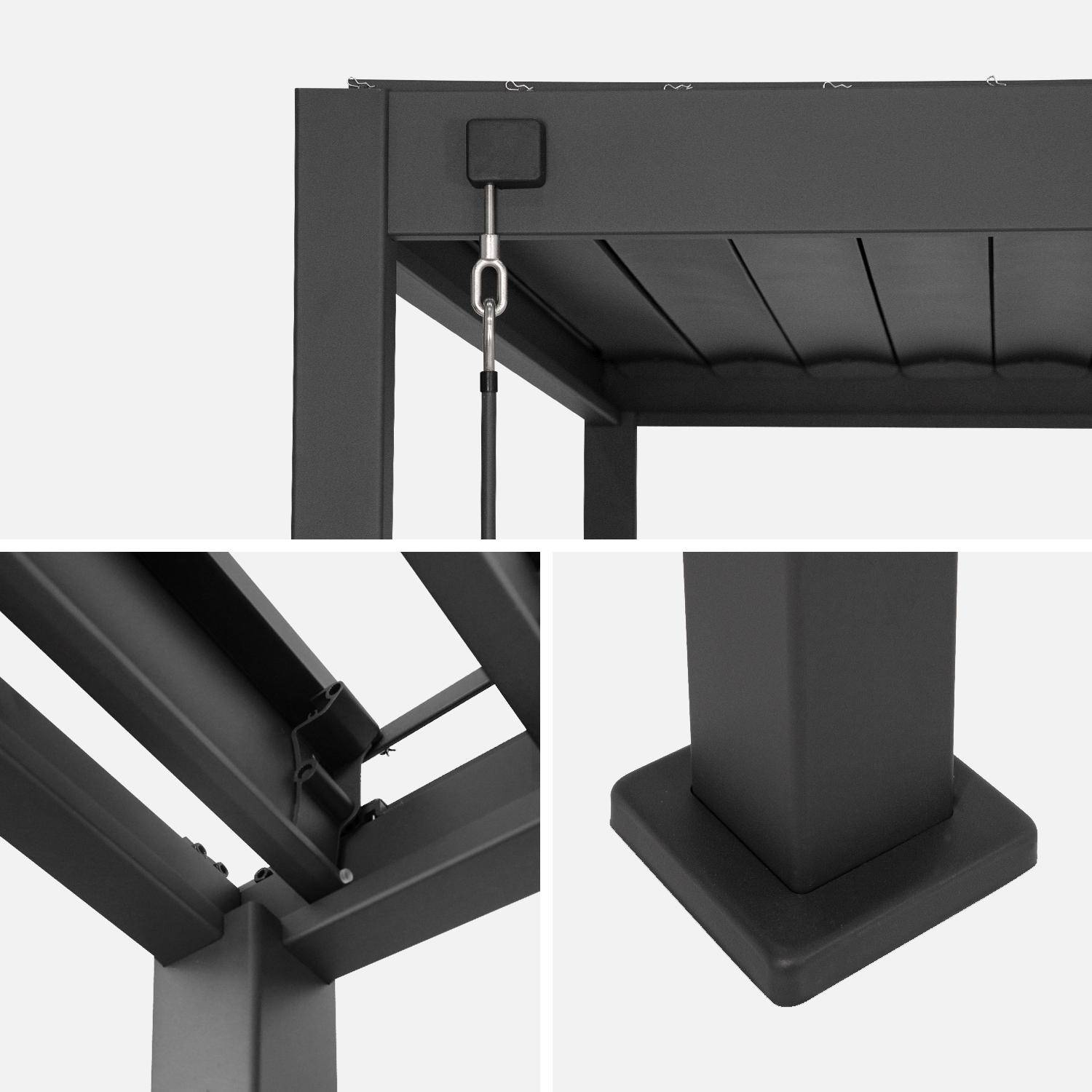 Pergola met lamellendak 4x3m aluminium en 1 lamellenwand 100cm en 1 lamellenwand 130cm antraciet - Triomphe,sweeek,Photo5