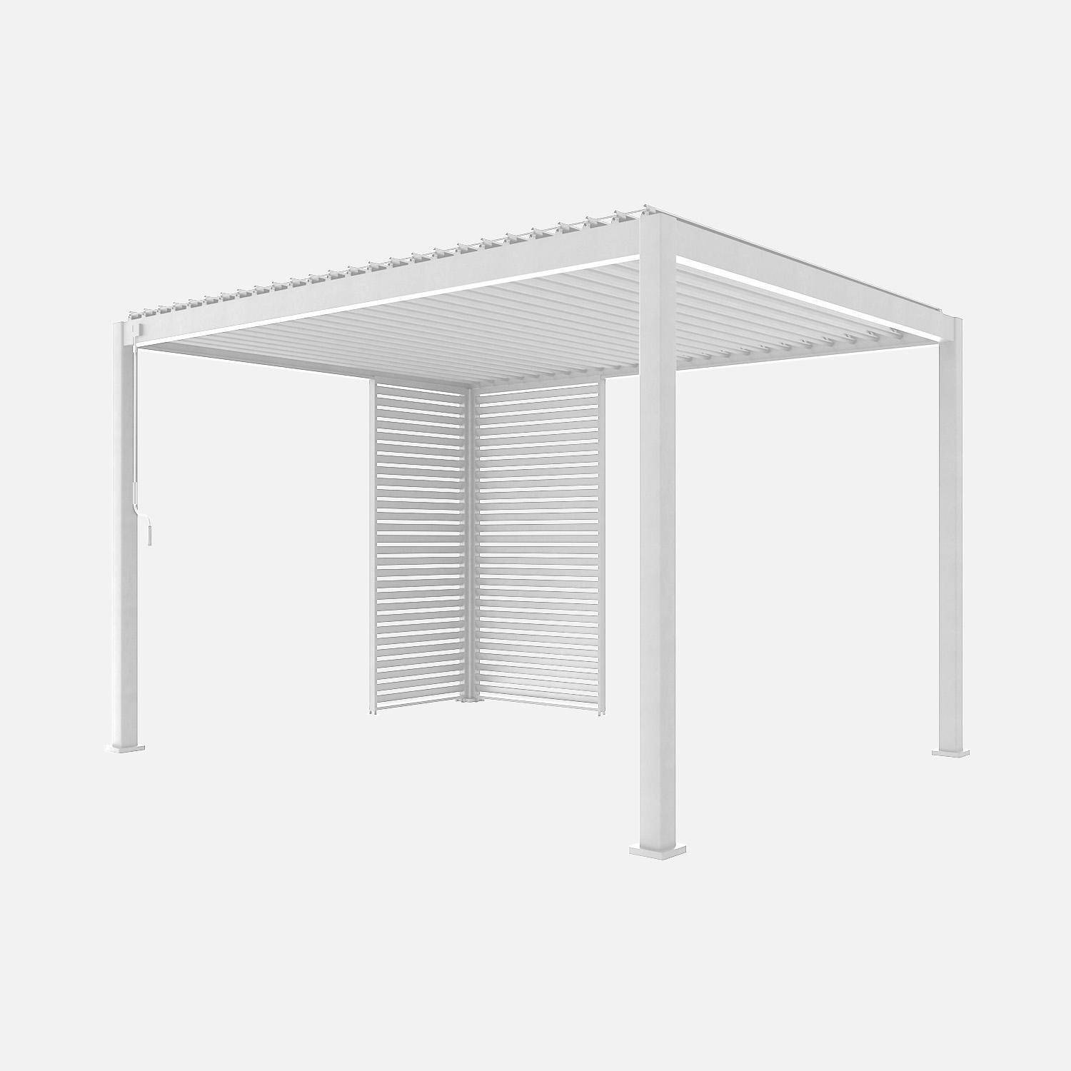 Pergola bioclimatique aluminium 4x3m blanc + 1 persienne 100cm + 1 persienne 130cm Triomphe,sweeek,Photo1
