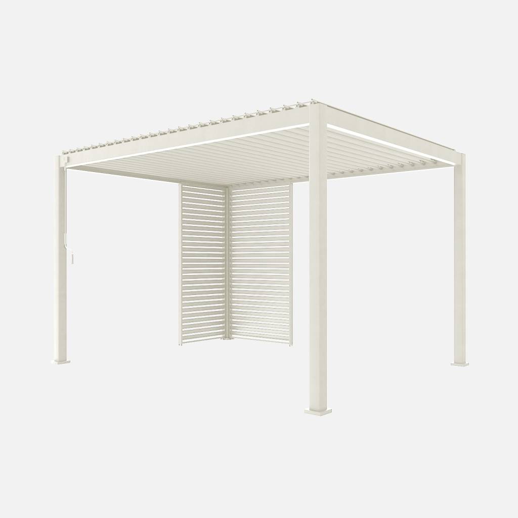 Pergola bioclimatica in alluminio 4x3m + 1 persiana 100cm + 1 persiana 130cm Triomphe, Beige