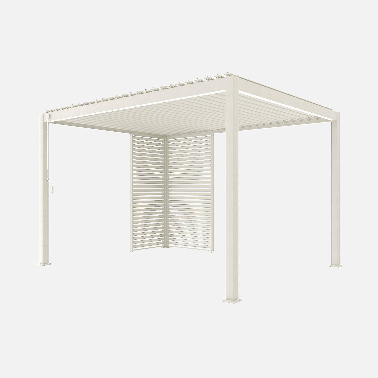 Pergola bioclimatique aluminium 4x3m beige + 1 persienne 100cm + 1 persienne 130cm Triomphe Photo1