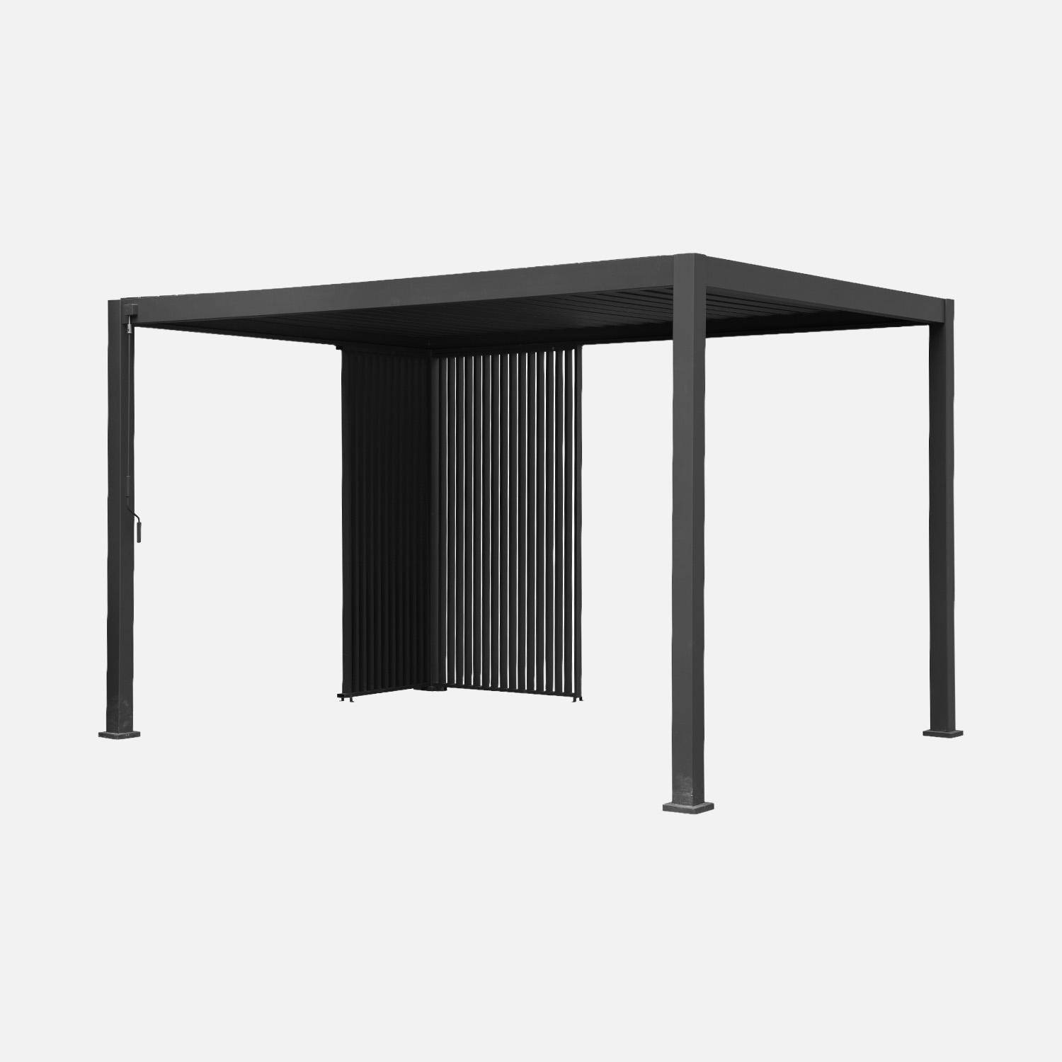 Pergola met lamellendak 4x3m aluminium en 1 verticale lamellenwand 100cm en 1 verticale lamellenwand 130cm antraciet - Triomphe,sweeek,Photo1