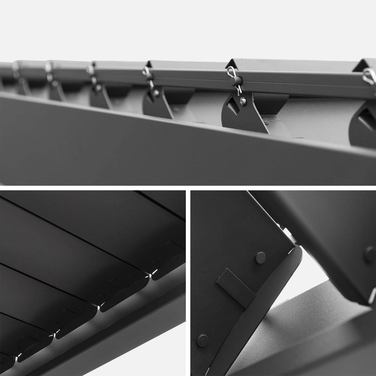 Pergola bioclimatique aluminium 4x3m anthracite + persiennes verticales 100cm et 130cm Triomphe Photo2